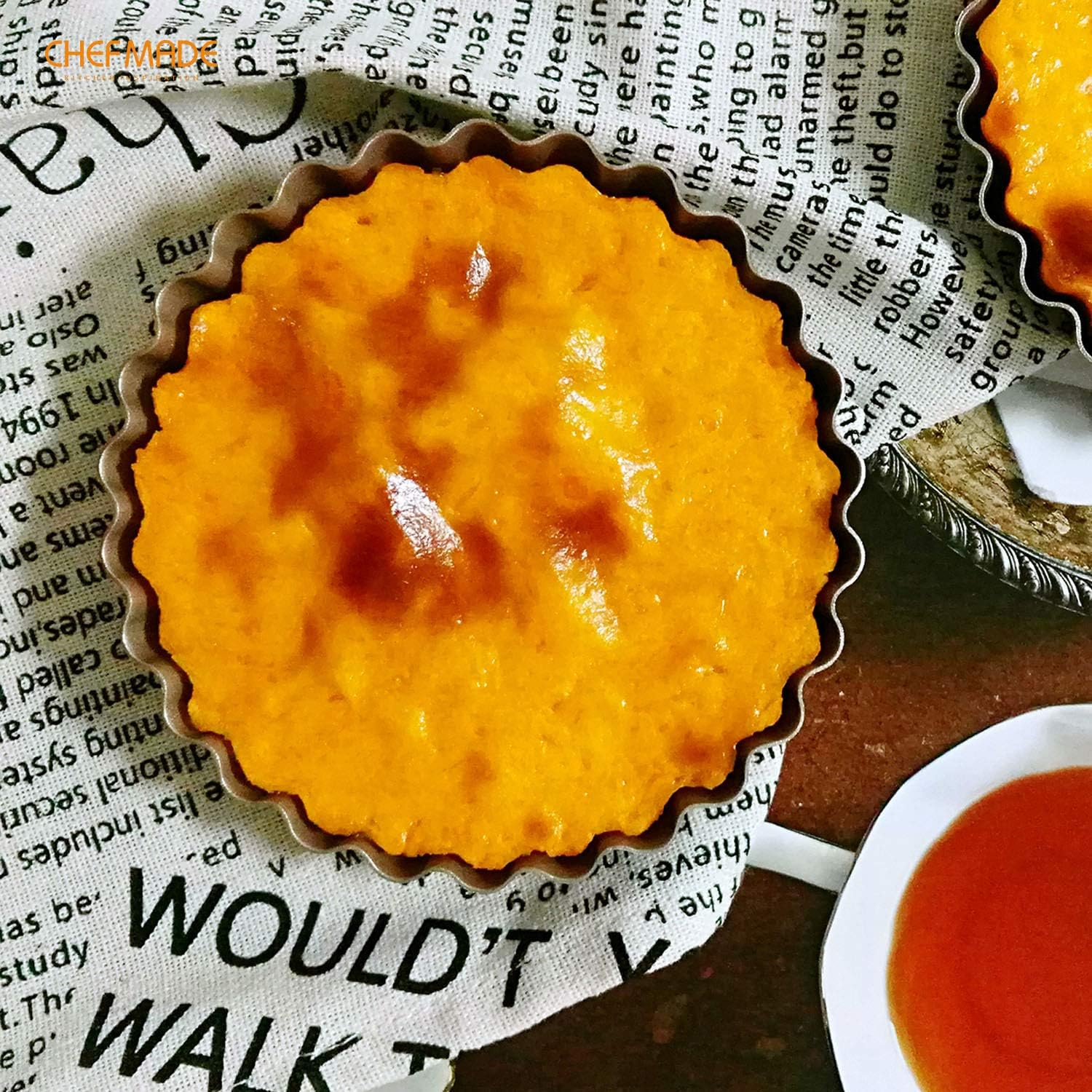 CHEFMADE Mini Tart Pan Set, 4-Inch 4Pcs with Removable Loose Bottom Non-Stick round Quiche Bakeware for Oven and Instant Pot Baking (Champagne Gold) image number 1