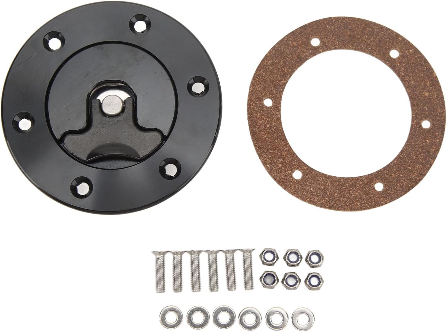 Jiawu Fuel Fill Filler Neck and Cap, ID 39Mm/1.54In Aluminum Alloy Flush Mount Fuel Cell Tank Cap with 6 Bolt Opening, Universal for Car, Black image number 6