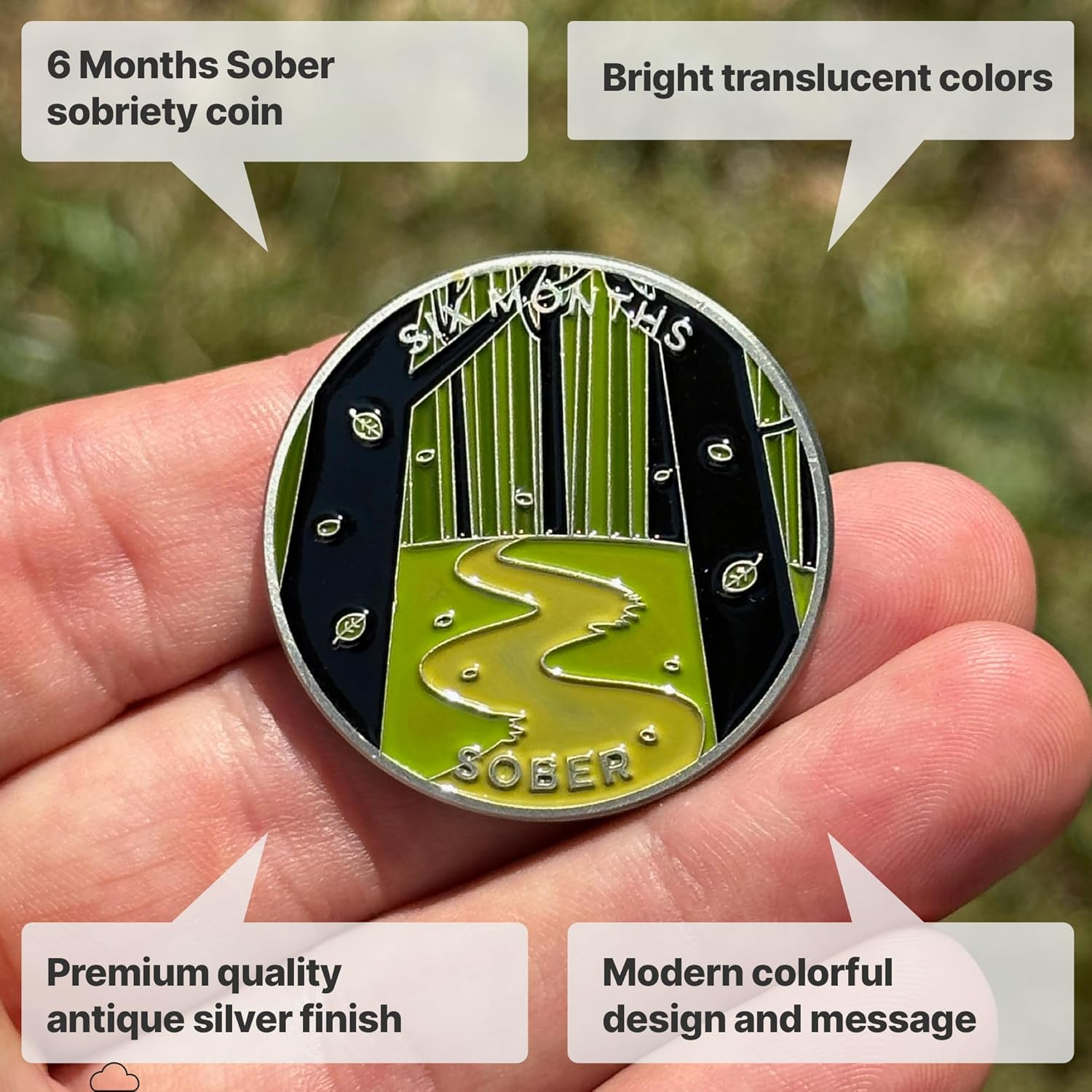 The Achieve Mint 6 Months Sober Token | Six Months Sobriety Chip | Non-Aa, Non-Religious Medallions for Men and Women Celebrating Sobriety image number 3