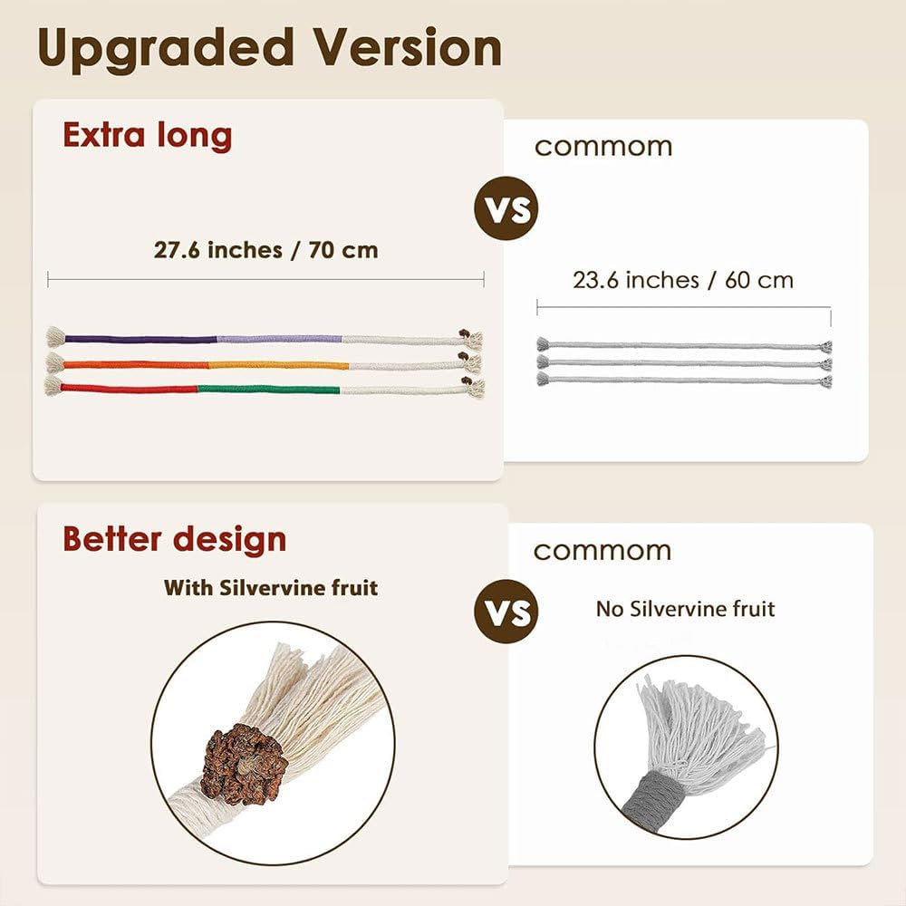 Generic Cat Toys Chew Ropes with Refillable Natural Catnip,27"" Extended Teeth Cleaning Cotton Rope Self Play Toy Interactive Cat Nip Kitty Toys for All Breeds (Orange) - Orange image number 4