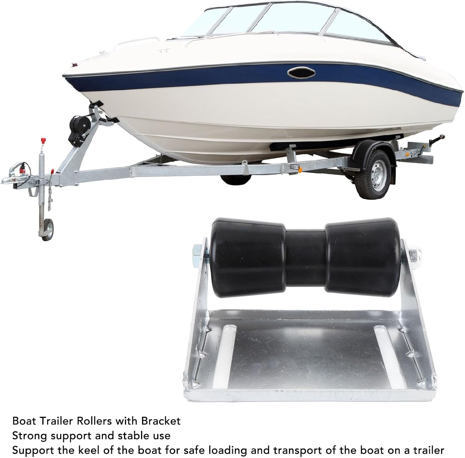 Boat Trailer Roller Brackets, anti Crack Keel Roller Brackets Stable Support Galvanized Steel Reduce Friction 8 Inch for Commercial Vessels image number 1