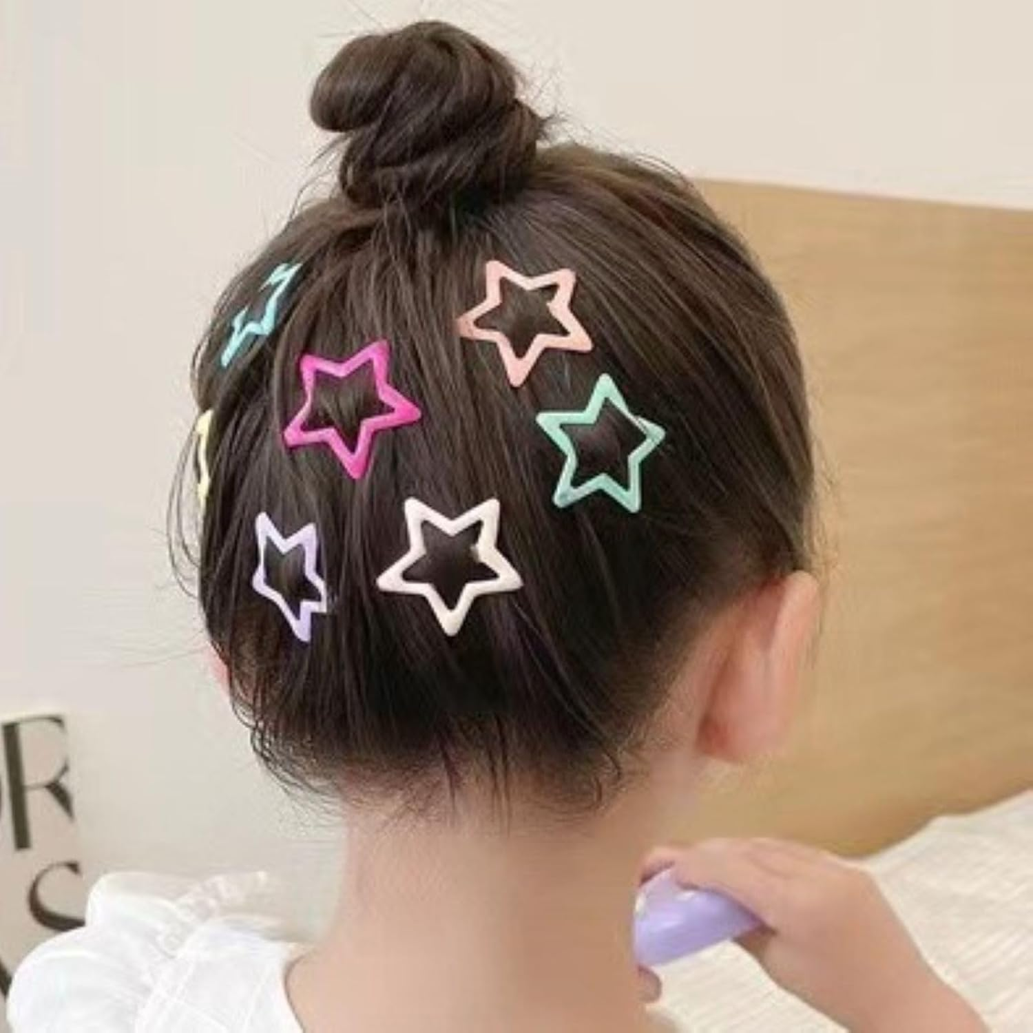 JOVALA 56PCS (28 Pairs) Star Hair Clips Colorful Metal Star Shaped Snap Hair Clips Non Slip Hair Barrettes for Kids Teens Women image number 3