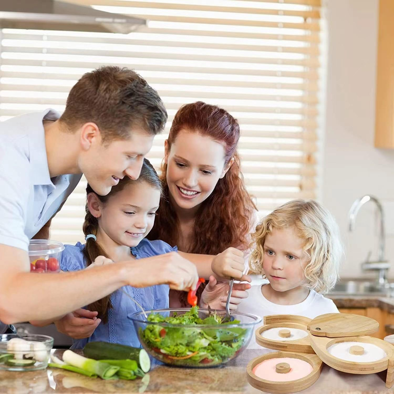 3 Tier Bamboo Margarita Salt Rimmer Set Perfect Bar Glass Rimmer for Cocktails and Margaritas - Includes Salt and Sugar Rimming Options Ideal for Cocktail Lovers and Bartenders(Bamboo Wood) image number 2