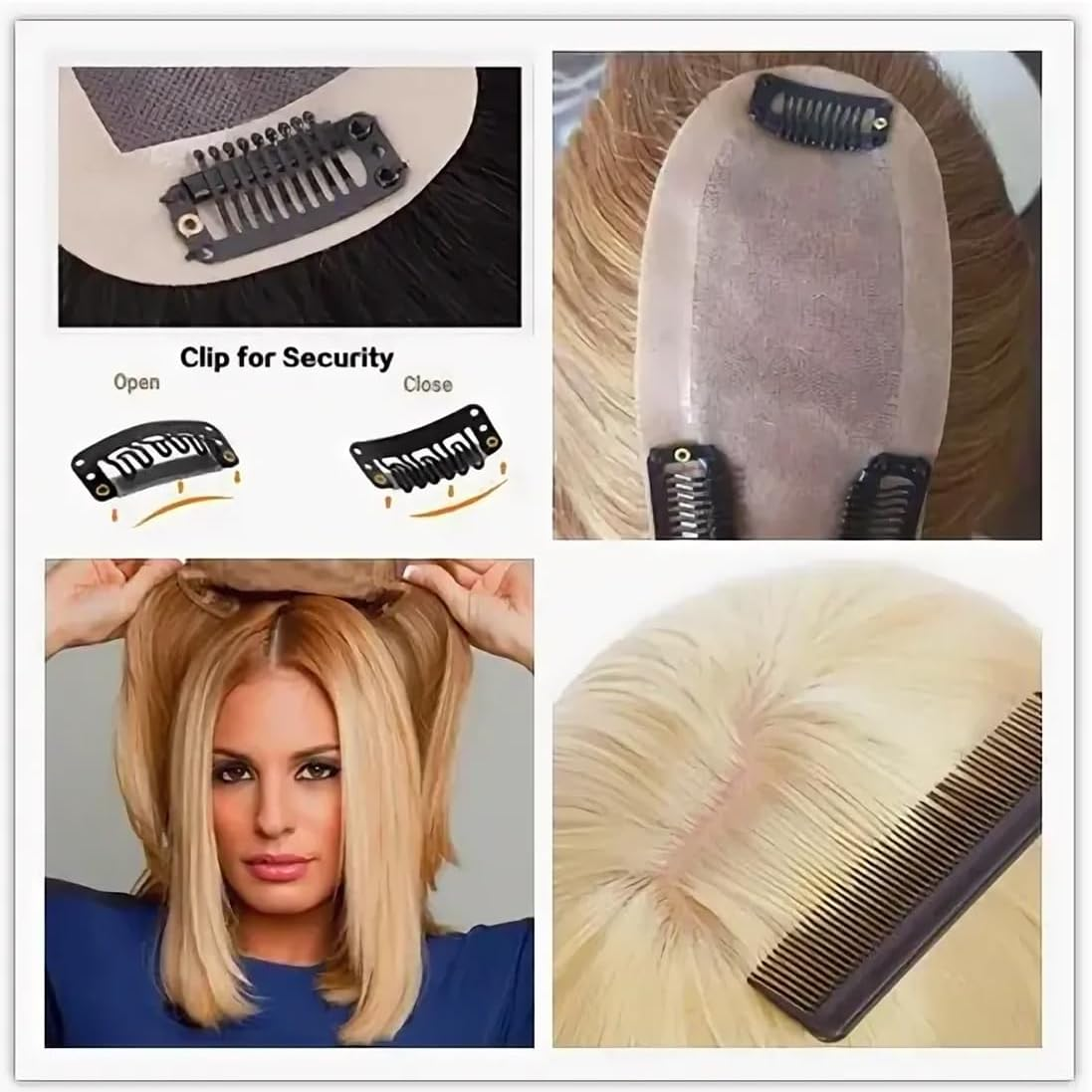 OUDQFCJ Pack of 20 Hair Extensions Clips Black Hair Clips Hair Extensions Clips for Extensions Braided 6 Teeth U Shape Metal Silicone Wig Hair Extension Clip for Women Wigs image number 1