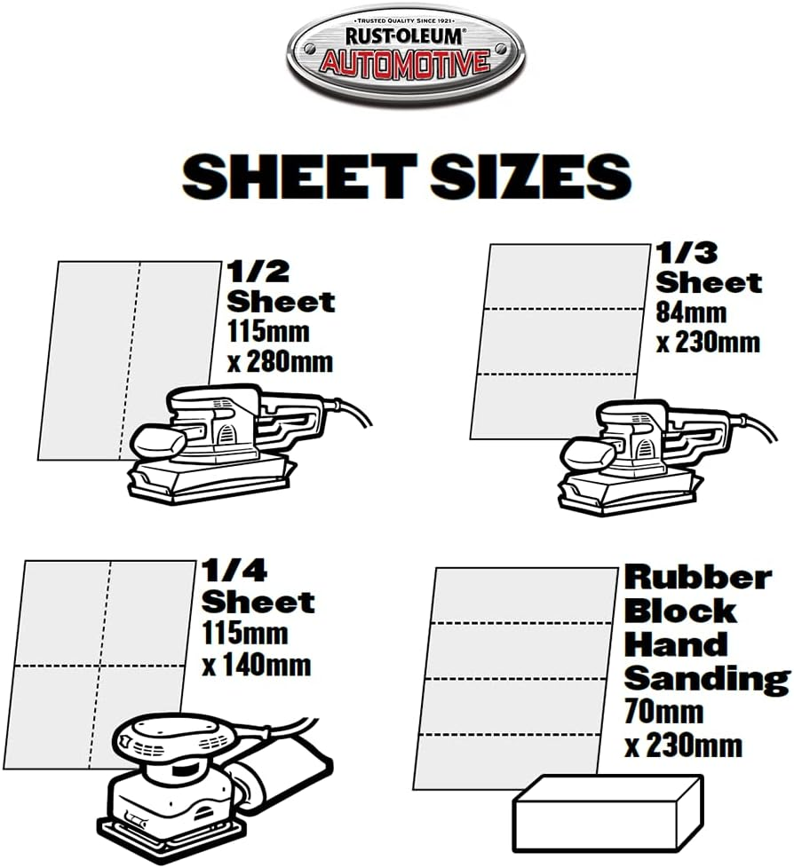 Rust-Oleum Automotive Wet & Dry Sandpaper, 1000 Grit, 5 Sheets | Fine Finishing for Automotive & DIY Projects image number 4