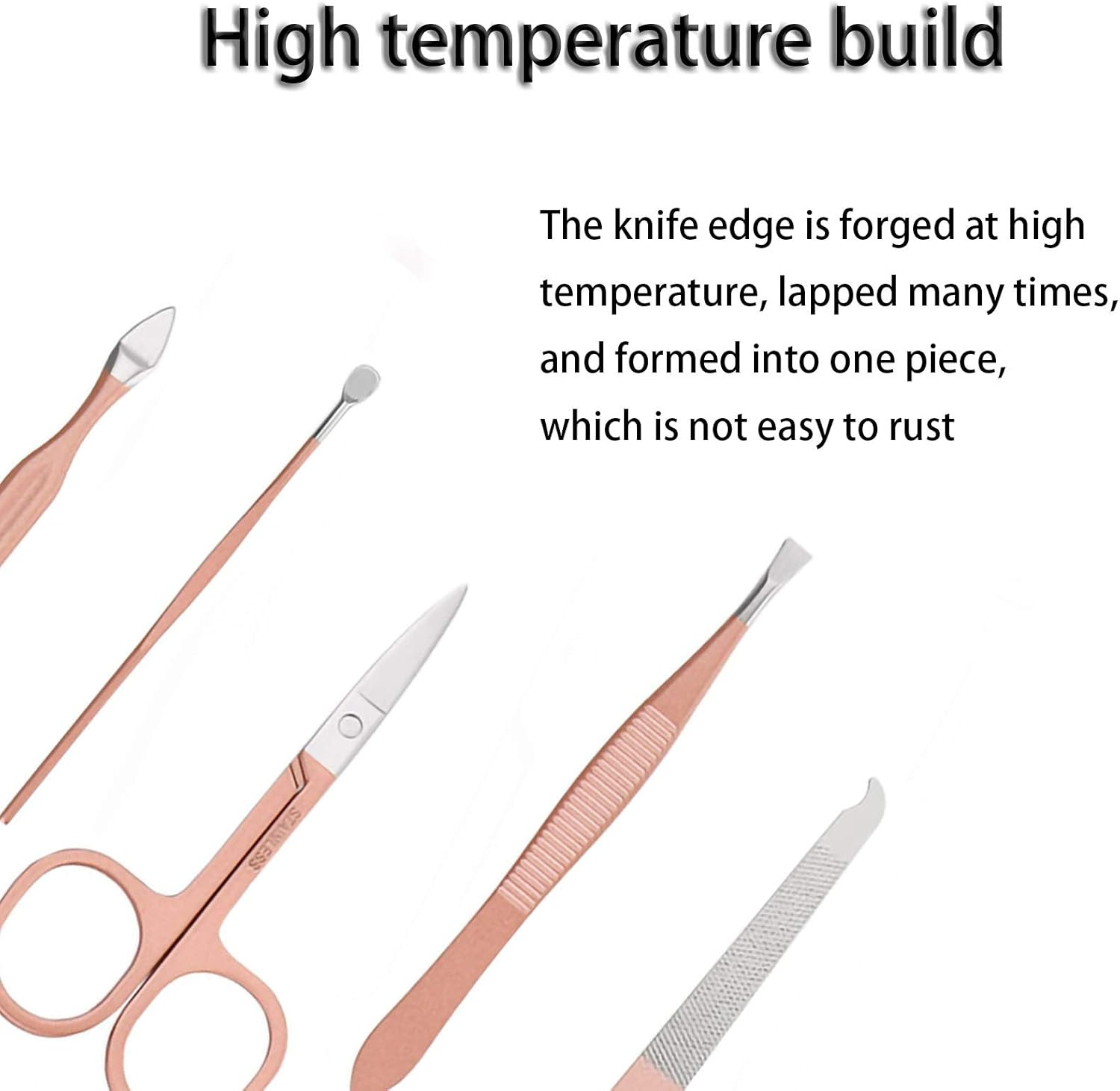 Professional Nail Clipper Set[7 Pcs], Manicure Set, Pedicure Set Stainless Steel Nail Scissors Travel & Grooming Manicure Set, Nail Care Kit, with Box (Pink)