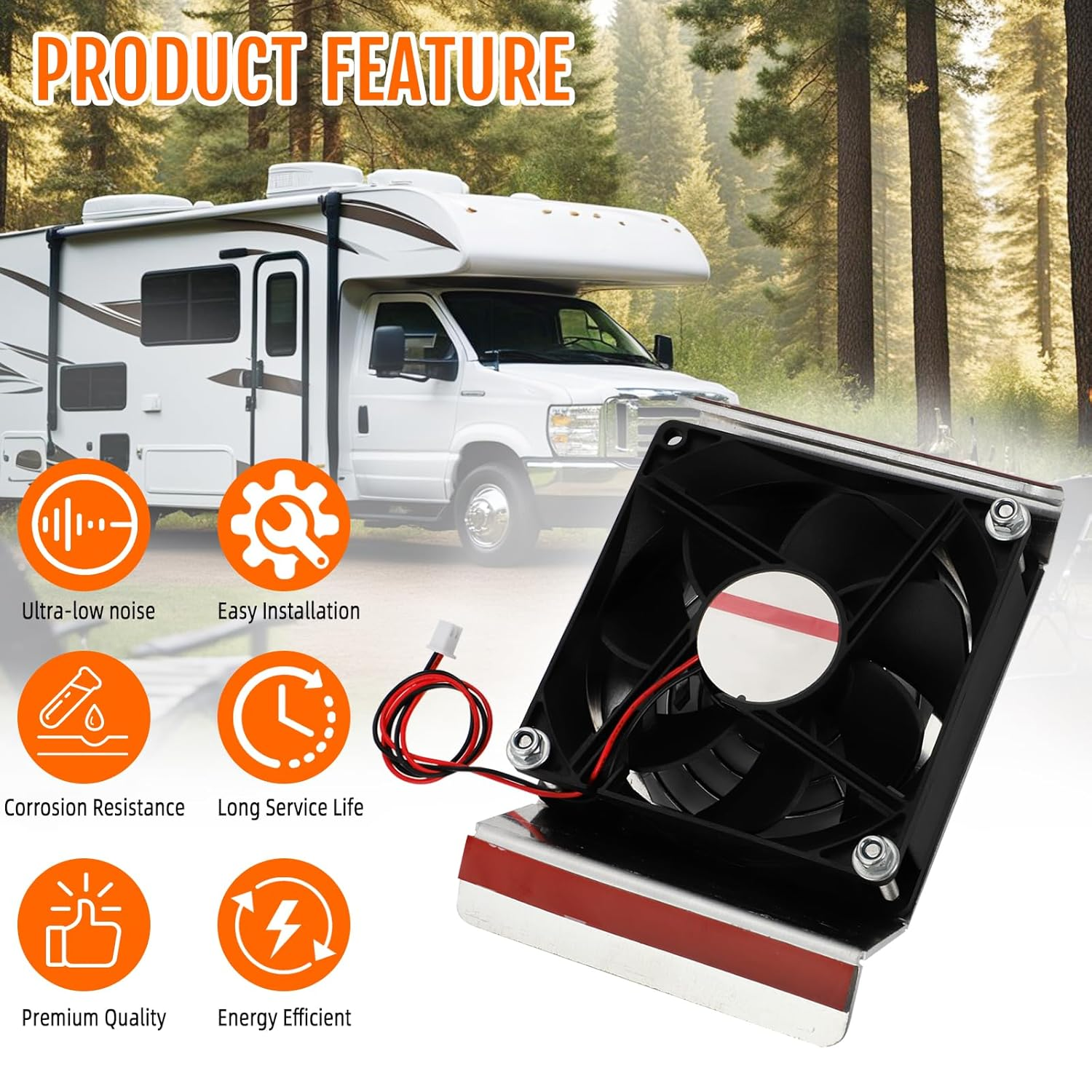 Fridge Fan Refrigerator Cooling Fan 12V 92Mm Stainless Steel Fan Bracket Replacement for Kings 85L Upright Fridge Fit Rv/Camper &ndash; Enhanced Durability & Heat Dissipation image number 4