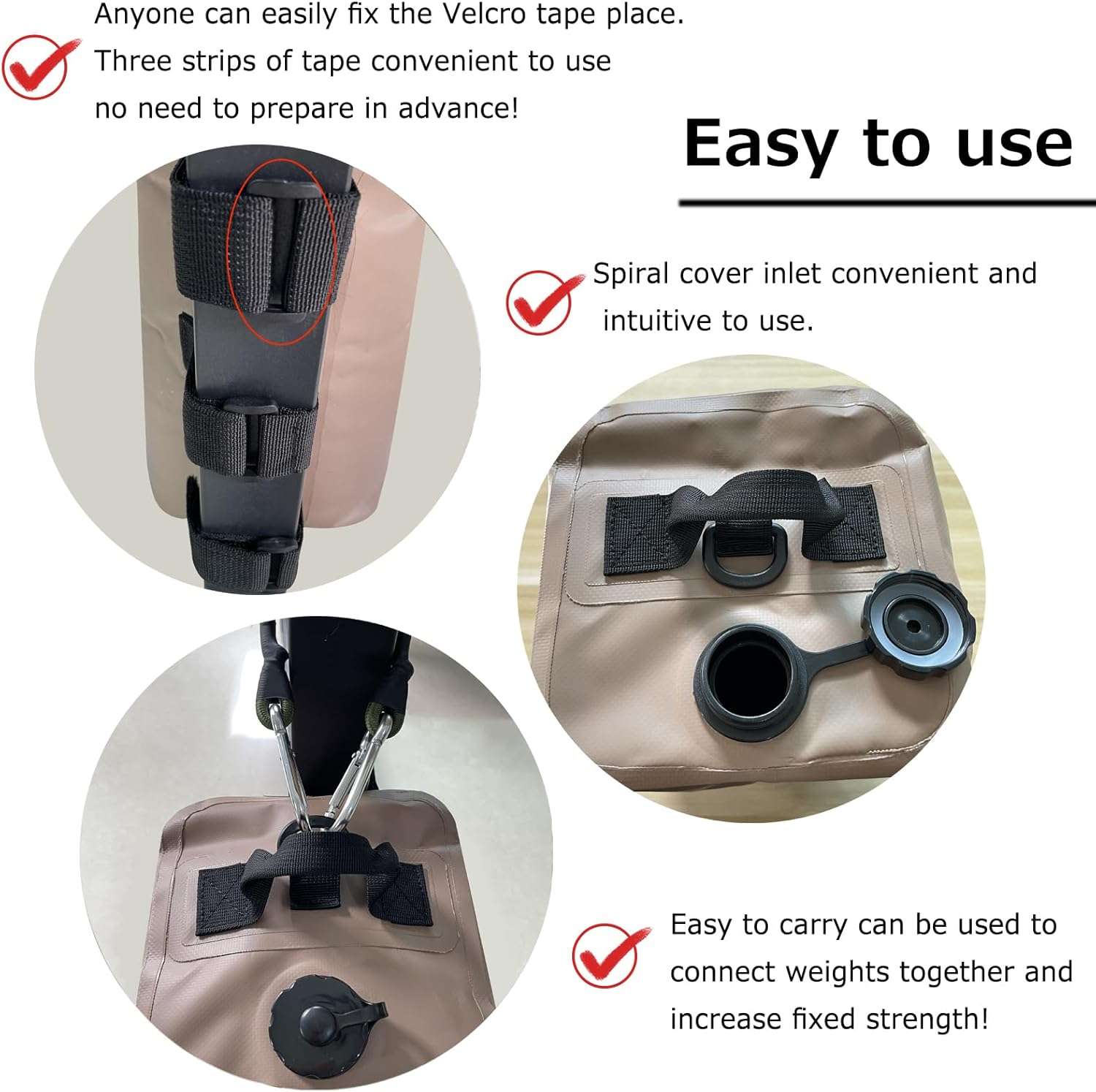 Tent Weight Set of 4/8 Weight Bag Multi-Weight for Tarp Tents Band Tape Water Injection Type Outdoor Heavy Bag Beach Umbrella Versatile Weight Gazebo Shelter (8, Khaki-Square) image number 2