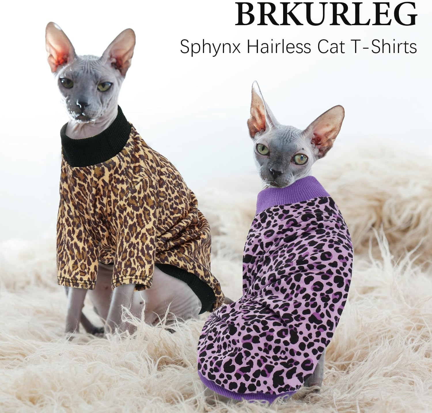 BRKURLEG Sphynx Hairless Cats Shirt Puppy Clothes Soft Cotton T-Shirts Cat Vest Pet Clothes, round Collar Vest Kitten Shirts, Cute Cats Pajamas(Purple, S) image number 4