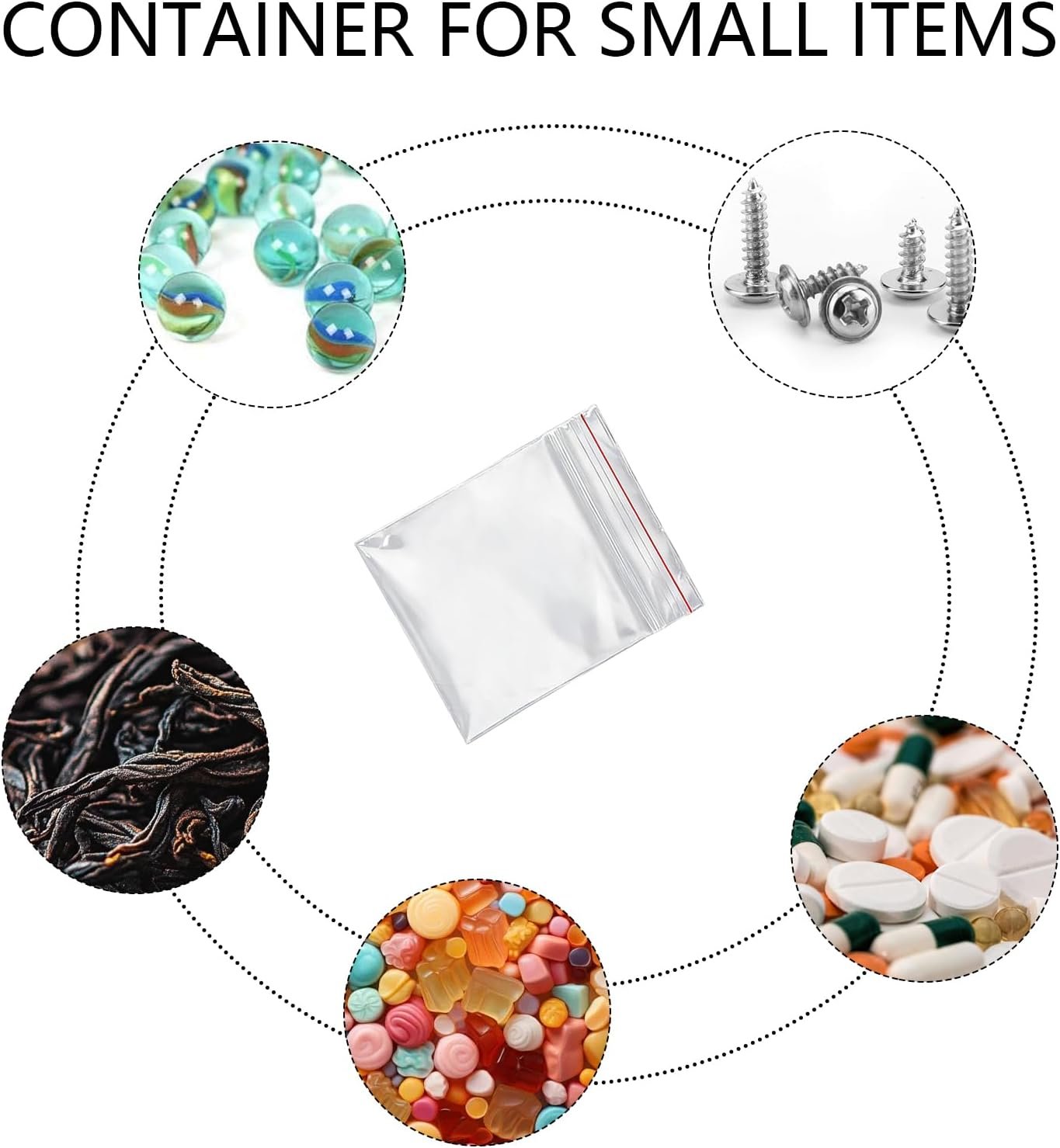 Luzcauwy 200 Pcs 4X6Cm Clear Zip Lock Resealable Bags Thick Small Plastic Ziplock Pouches for Storing Jewelry Screws Samples Waterproof Air Tight Professional Packaging Home and Business Use image number 3