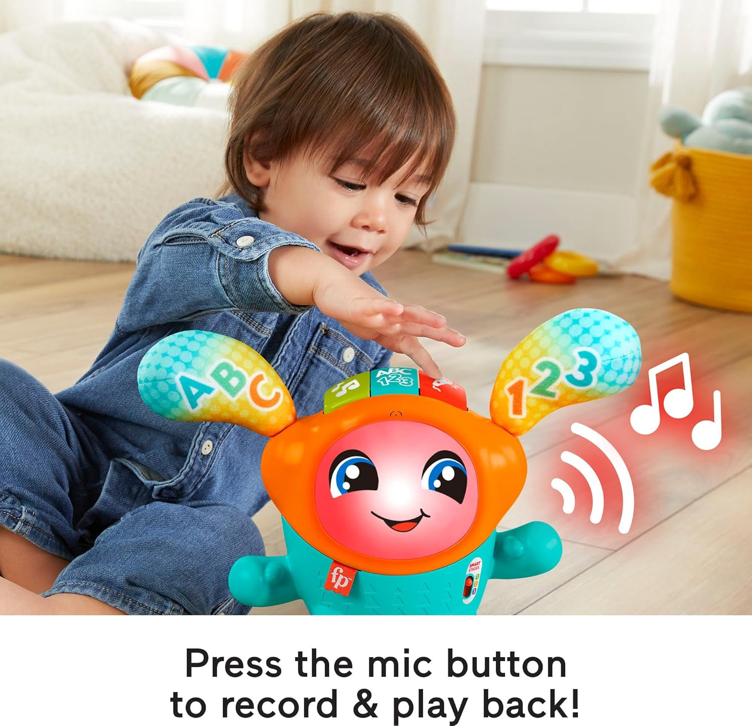 Fisher-Price Baby & Toddler Learning Toy DJ Bouncin&rsquo; Beats with Music Lights & Bouncing Action for Ages 6+ Months image number 3
