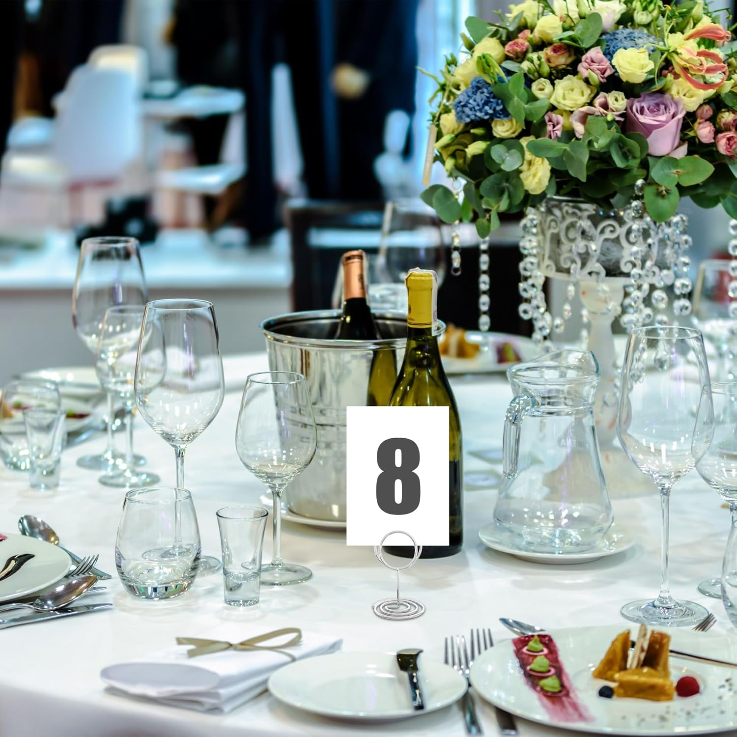 40PCS Table Number Holders, Place Cards Holder, Mini Food Labels Menu Holder, Photo Holders, Idea for Centerpieces, Wedding, Birthday, Party Decoration (Silver)