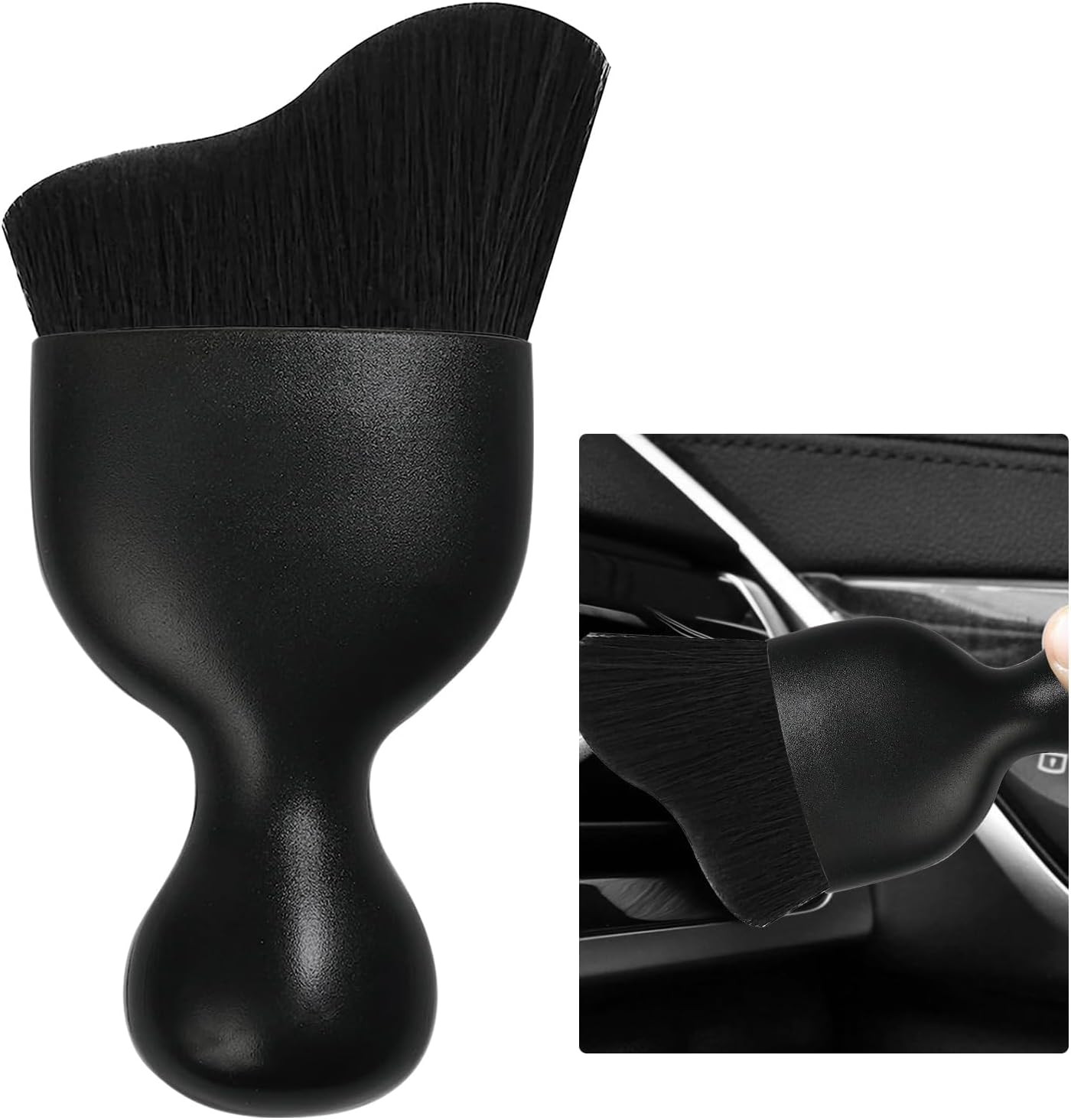 Car Detailing Brush, Curved Soft Bristles Auto Removal Dust Collectors, Universal Vehicle Dashboard, Air Conditioner Vents, Interior Cleaning Tool Accessories (1, White/Purple)