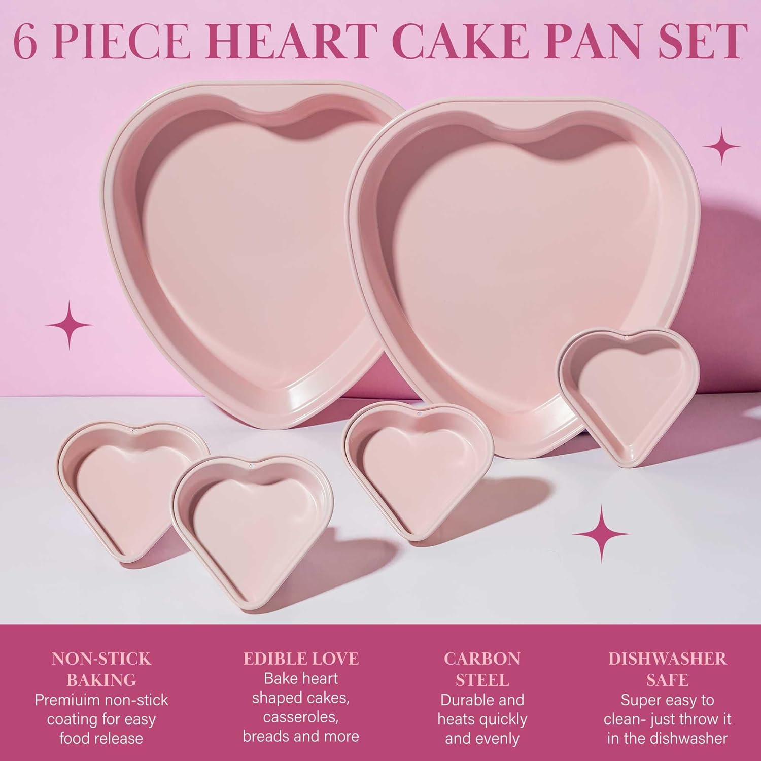 Paris Hilton Heart Shaped Bakeware Set, 6-Piece image number 6