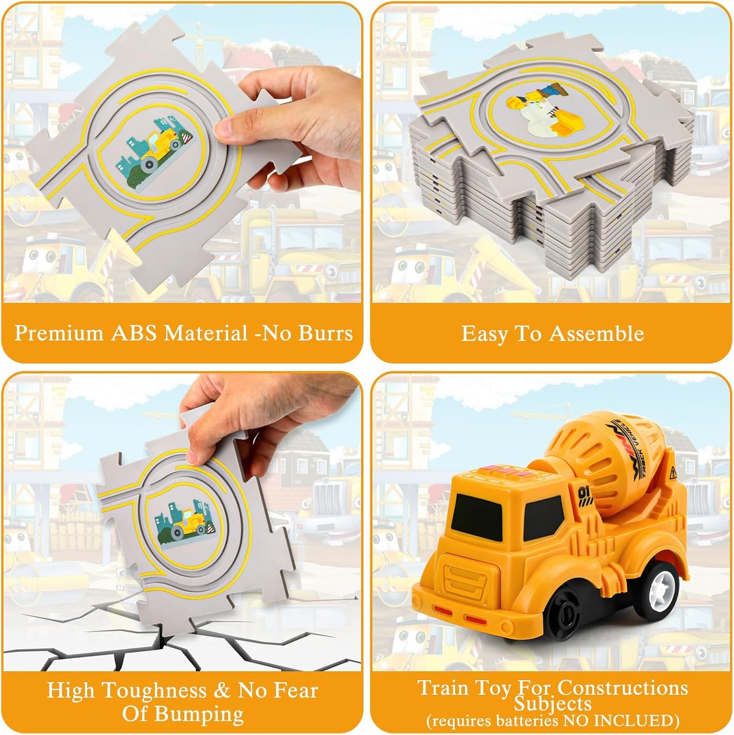 Construction Car Puzzle Track Race Playset for Kids, Puzzle Mat Rail Train Vehicle STEM Montessori Toys, DIY Road Builder Board Game Educational Gift Toys for 3 4 5 6 7 Year Old Boys image number 2