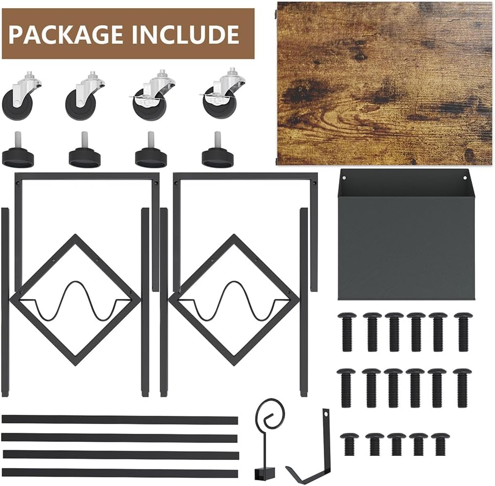 Record Player Stand, Double Layer Record Rack, Iron Storage Side Table, Turntable Stand for Albums 70-90 Lps Black 43.5 X 33.5 X 65.5 CM image number 3