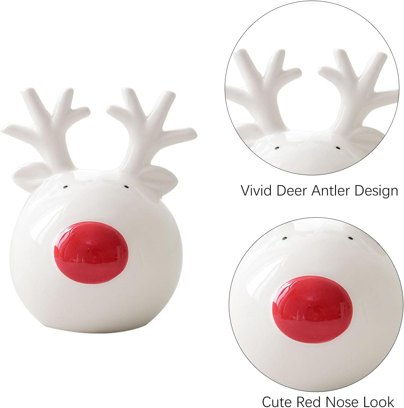 Porcelain Christmas Reindeer Figurine, Animal Reindeer Decor Deer Statues Sculpture Christmas Tabletop Decoration Ornaments for Cabinet Mantel Shelves Fireplace Home D&eacute;cor Accents Figurines