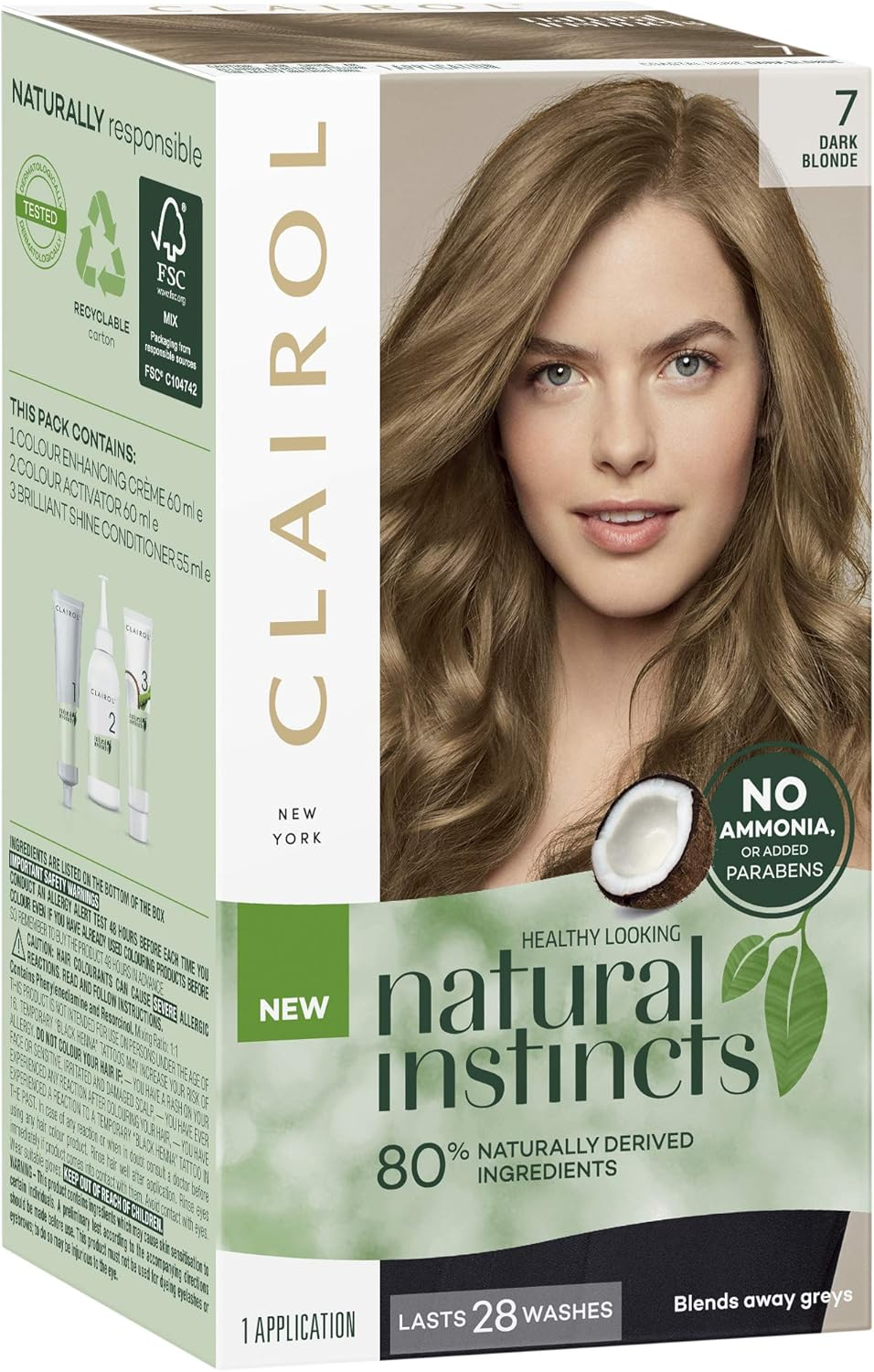 Clairol Natural Instincts Semi-Permanant Hair Colour, 7 Dark Blonde, Ammonia Free, Natural Hair Colour (Pack of 2) image number 4