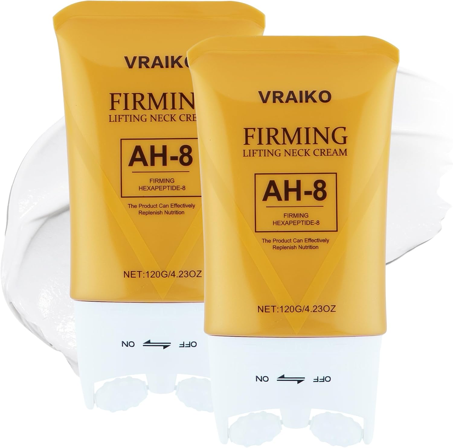 VRAIKO AH-8 Neck Firming Cream, 2-In-1 Gua Sha Neck Cream Roller with AH8 & Ceramide NP, Nourish Hydrate Double Chin Cream for Face Lift, Jawline & Sagging Skin (1PC) image number 4