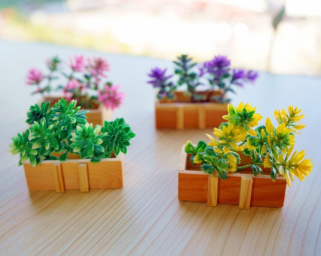 4Pcs Cute Flower Refrigerator Magnets with Handmade Orchid Wooden Pot, Simulation Plant Refrigerator Magnet for Adults, Mini Decor Magnet for Fridge, Home, Kitchen, Office, School, Locker, Whiteboard&hellip; - 6 Dessert image number 2