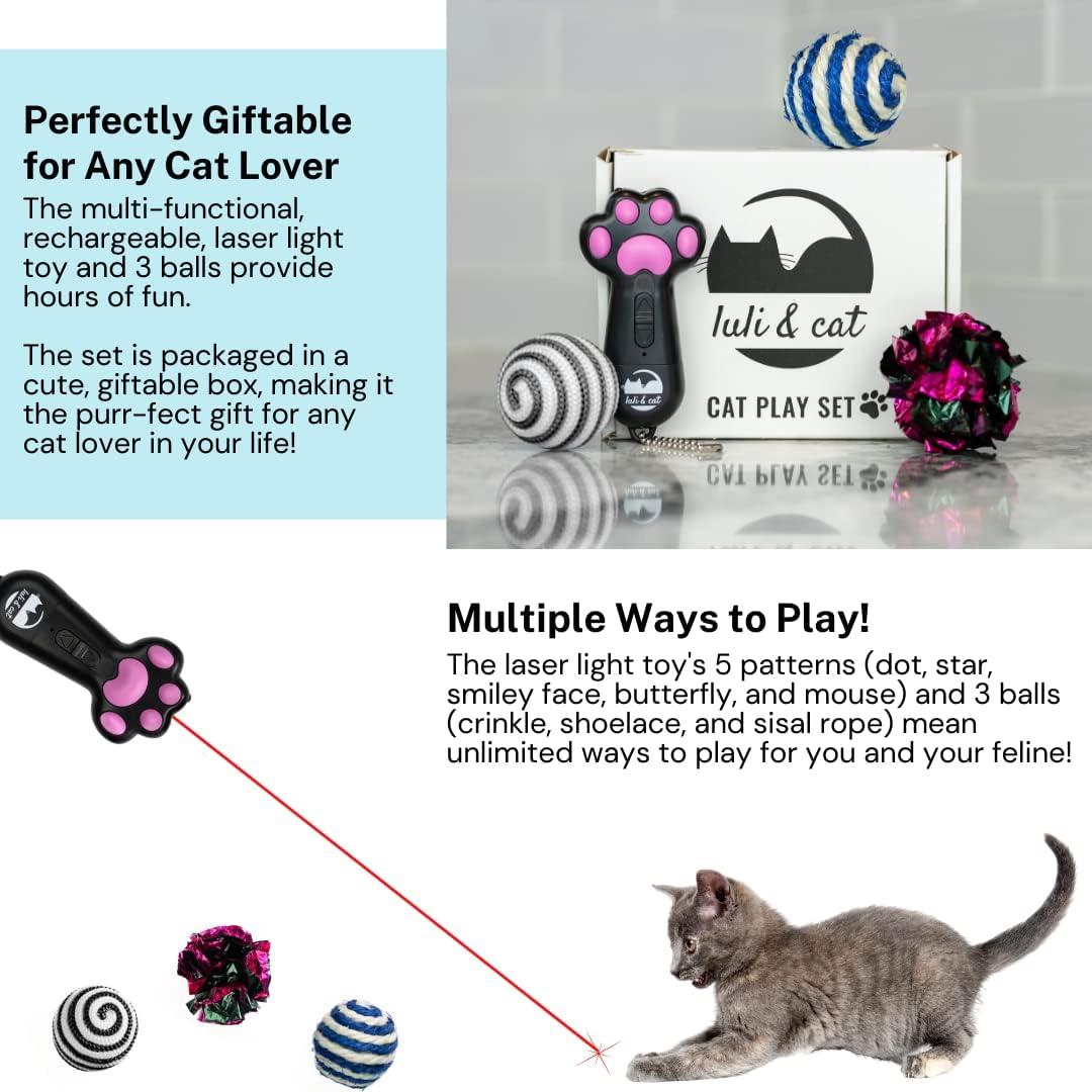 Luli & Cat Usb-Rechargeable Laser Toy | Multi-Function Interactive Pointer | Cat Toy Gift Set image number 3