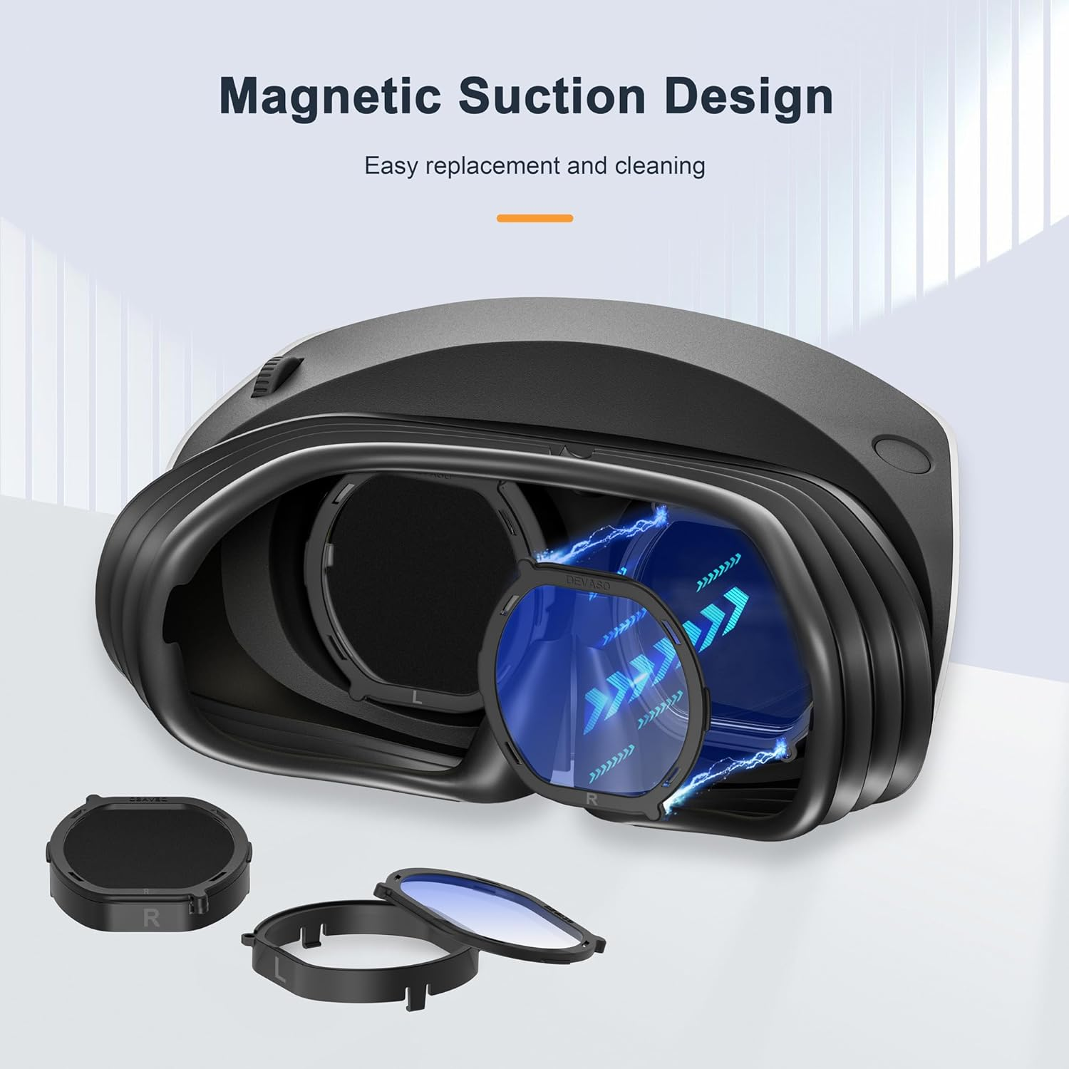 DEVASO Lens Protector Cover Kit for Playstation VR2, Protector Accessories Compatible with PS VR2, Glasses Spacer Anti-Scratch Ring with Blue Light Blocking Glasses for PSVR2, Anti-Scratch & Easy to Install image number 4