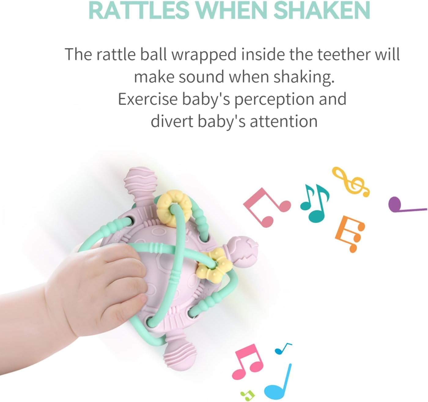 Baby Sensory Teething Toys - Baby Montessori Learning Developmental Toys for 0-6 6-12 Months - Newborn Teething Ball - Infant Chew Toys for 0 3 6 9 12 18 Months Baby Girls Boys Gift - Pink image number 2