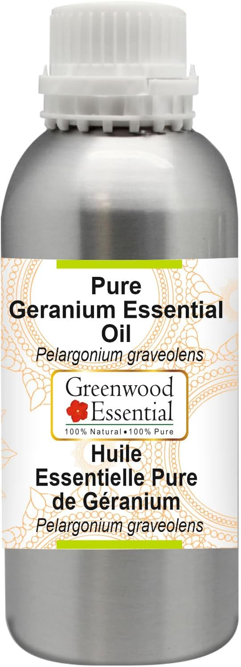 Greenwood Essential Pure Geranium Essential Oil (Pelargonium Graveolens) Steam Distilled for Personal Care 300Ml (10Oz)