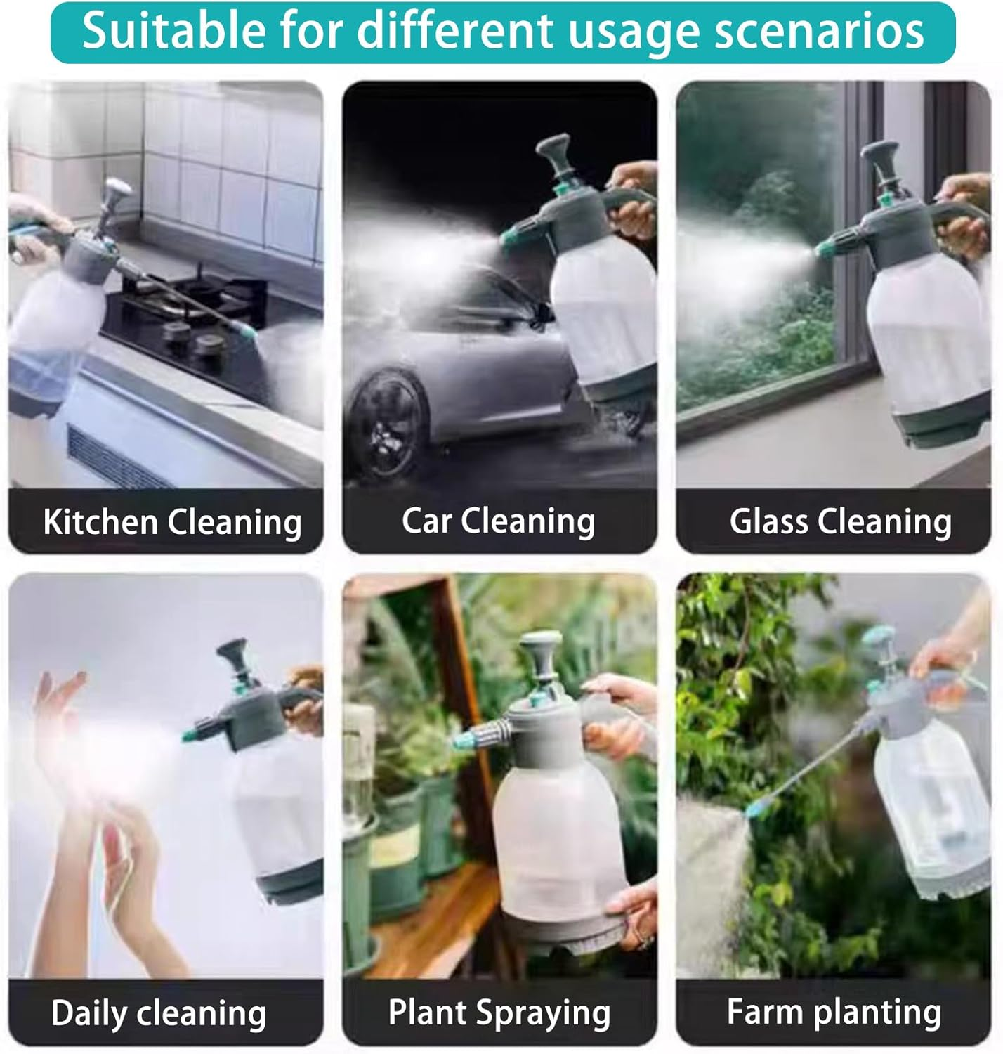 Garden Sprayer Bottle 2L Hand-Held Lawn Spray Bottle for Spraying Weeds Plants Sprayer Multifunctional Usage image number 5