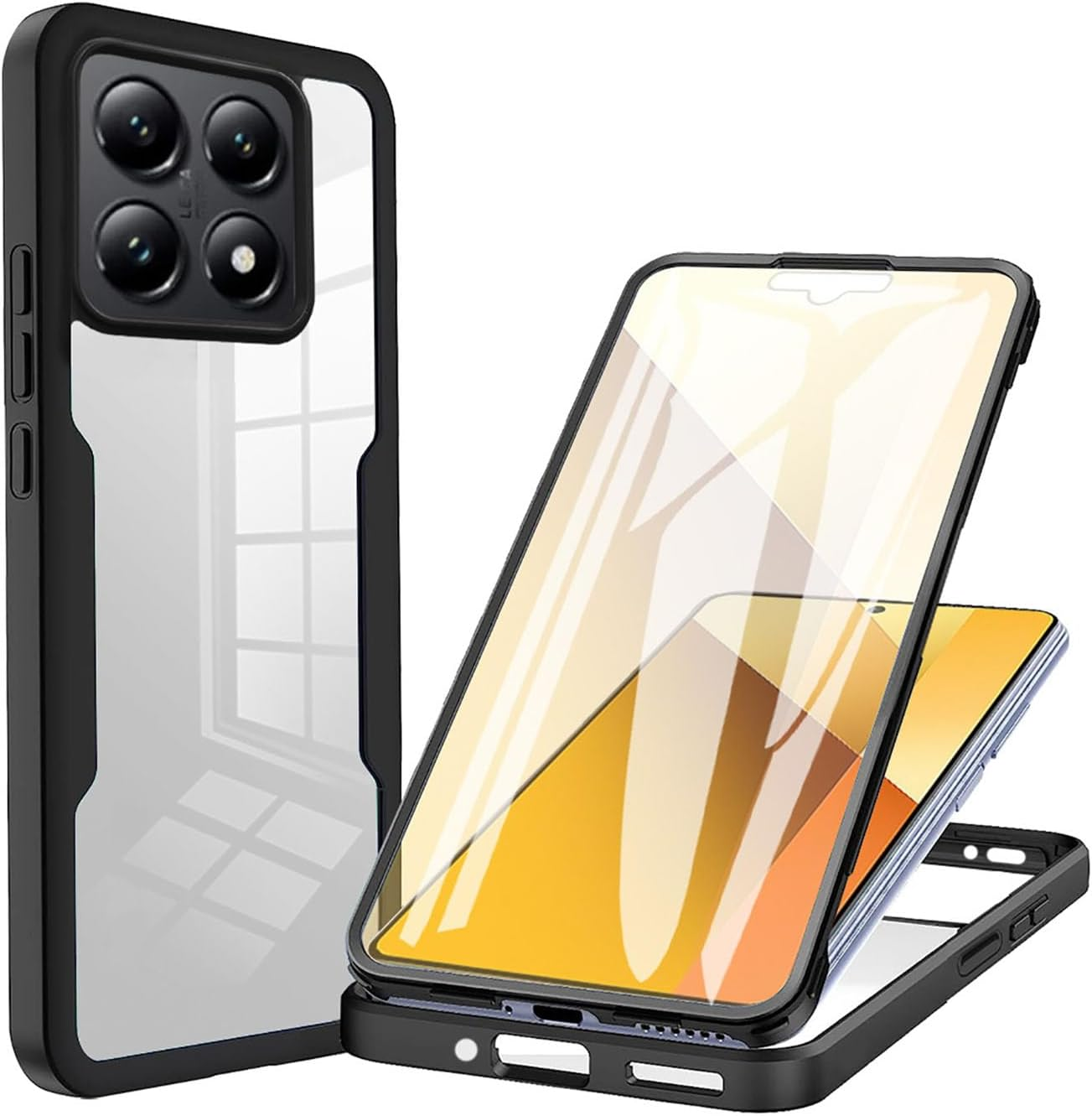 BORYA Silicone Case for Xiaomi 14T Pro 5G, Premium PC + TPU Mobile Phone Case, Soft Ultra Thin Shockproof Transparent Protective Case [Built-In Screen Protector], Blue