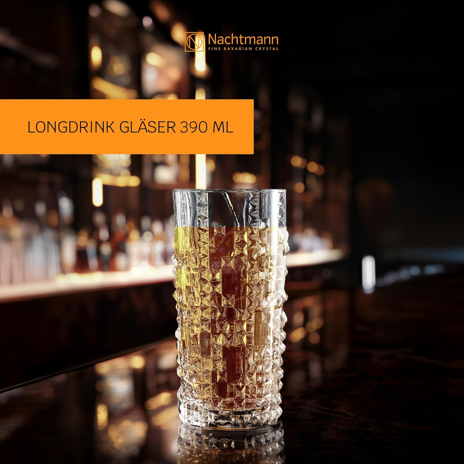 Nachtmann Punk Long Drink Glass, Clear &ndash; Bold Crystal Barware with Stud-Inspired Design &ndash; Tall Shape Enhances Effervescence & Ice Space &ndash; 375 Ml Capacity (Pack of 4) image number 4