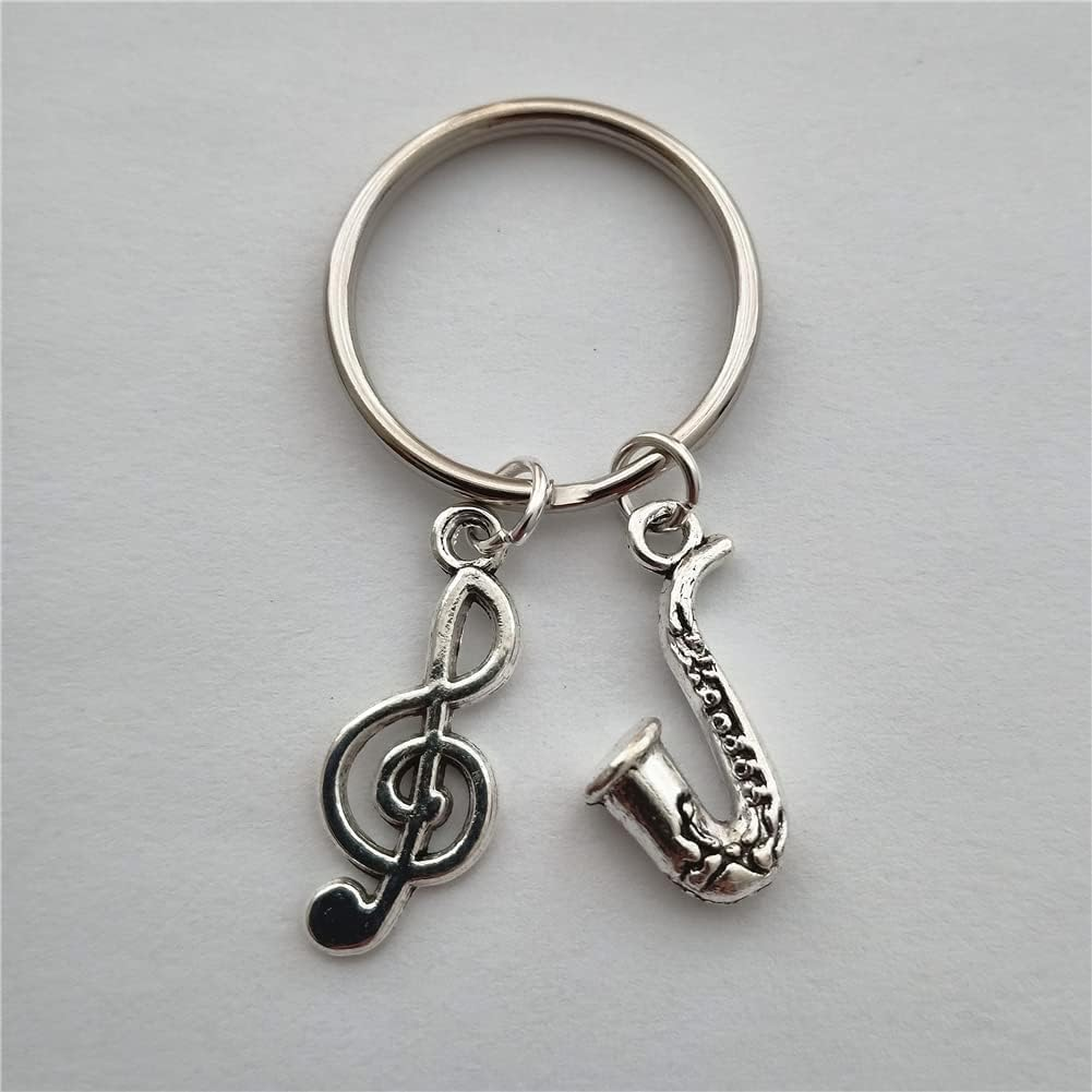 3Pcs in Set Saxophone Keychain, Sax Music Note Clip on Charm, Tiny Musical Instrument Charms, for Music Lover image number 6