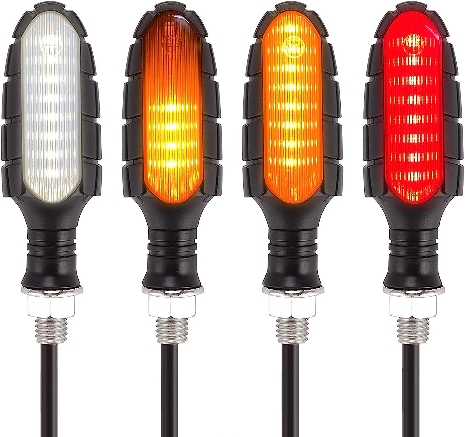 [New Version]Kinstecks 4PCS Motorcycle Indicators Flowing Turn Signal Lights Motorbike Turning Indicators Daytime Running Lights Taillights Brake Lights 12V for Motorcycle Motorbike-Smoked Shell image number 2