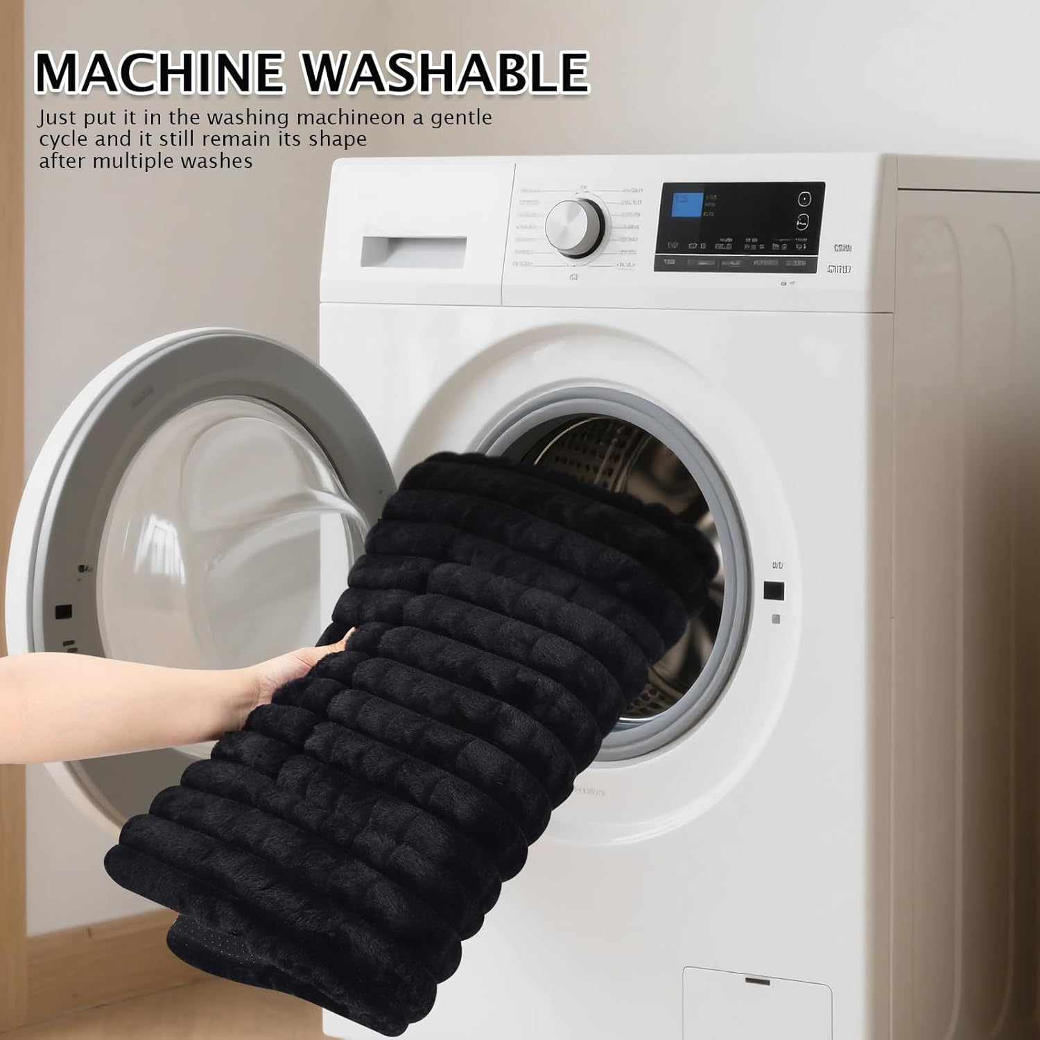 BVAGSS Fluffy Orthopaedic Dog Bed, Washable Dog Mat, Non-Slip Underside, Plush Dog Cushion, Soft and Warm Dog Mat for Small, Medium, Large Dogs, XH082 (100 X 80 Cm, Black) image number 6