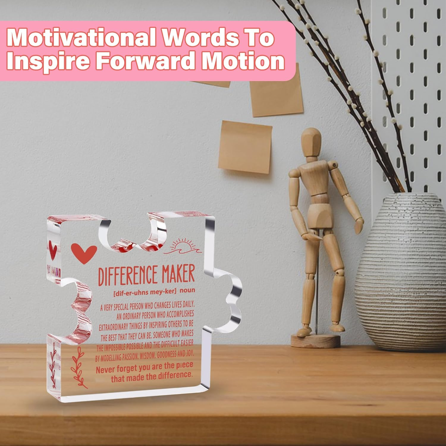 Difference Maker Gift, Thank You Gifts for Mom Boss Leader Mentor, Teacher Retirement Gifts for Women, Appreciation Gifts for Coworkers, Clear Acrylic Office Desk Decor Sign (Difference Maker) image number 2