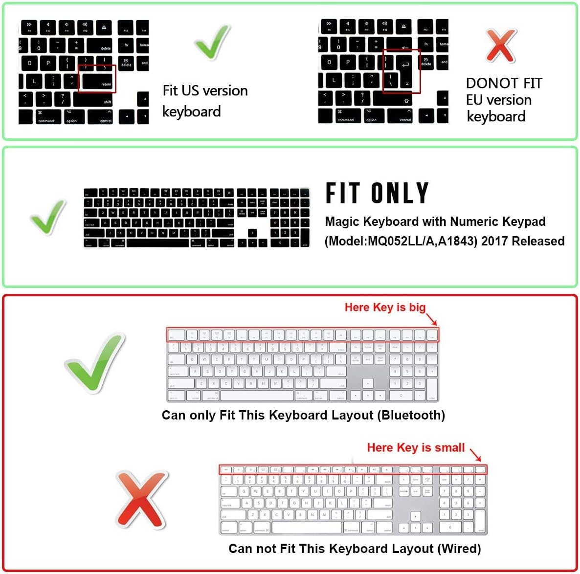 MMDW Ultra Thin Silicone Full Size Wireless Bluetooth Numeric Keyboard Cover Skin for Apple Imac 2017 Latest Magic Keyboard with Numeric Keypad MQ052LL/A A1843 US Layout Ombre Pink image number 4