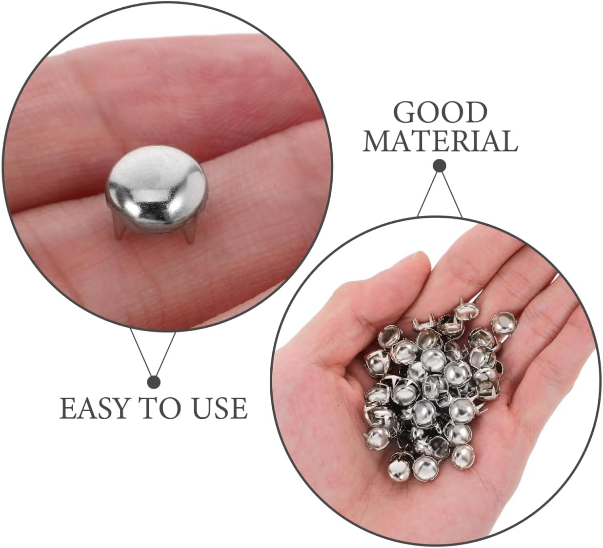 Homoyoyo 100Pcs Silver round Dome Studs Claw Rivets for DIY Craft Dressmaking Suitcase Accessories Easy Installation No Tools Required for Clothing Bags Shoes image number 4