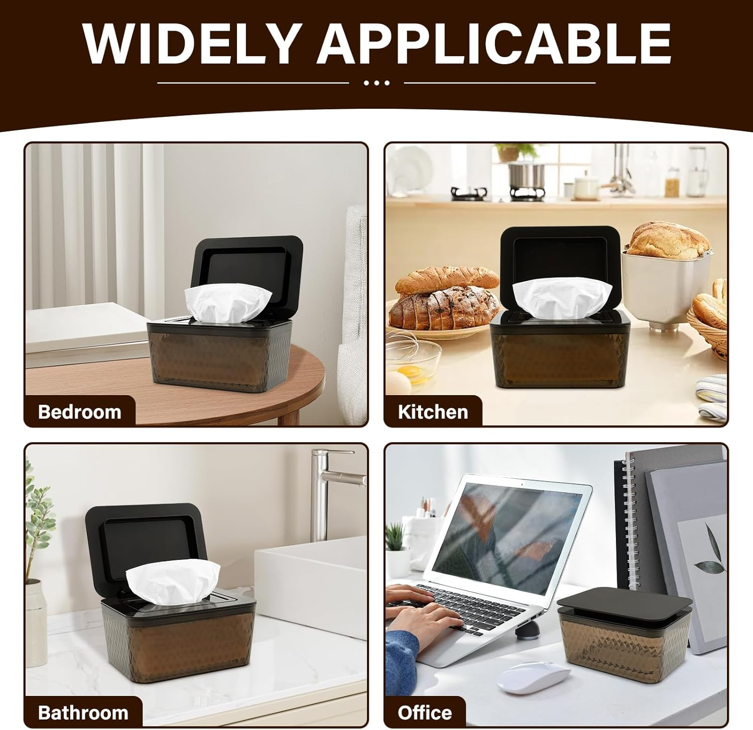 Wipes Dispenser with Lid, Dustproof Refillable Wet Tissue Case Box, Keep Wipes Fresh for Bathroom, Kitchen, Children Room, Office image number 6