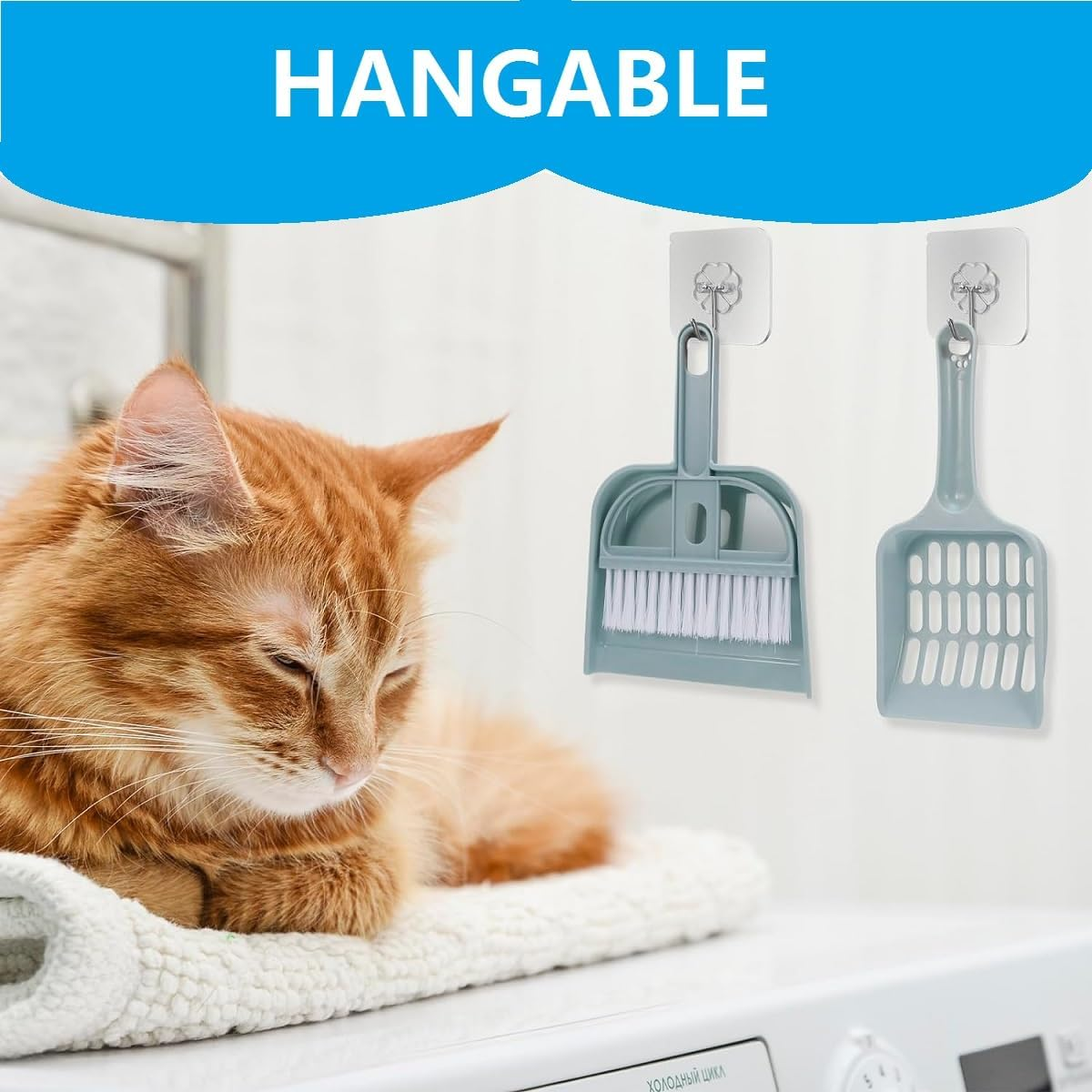 Cat Litter Tray Shovel Broom Set, Plastic Cat Litter Scoop, Cleaning Tools for Cat Litter, Plastic Cat Litter Tray Scoop, Cat Scoop for Cat Litter Tray for Pets, Cats, Dogs image number 1