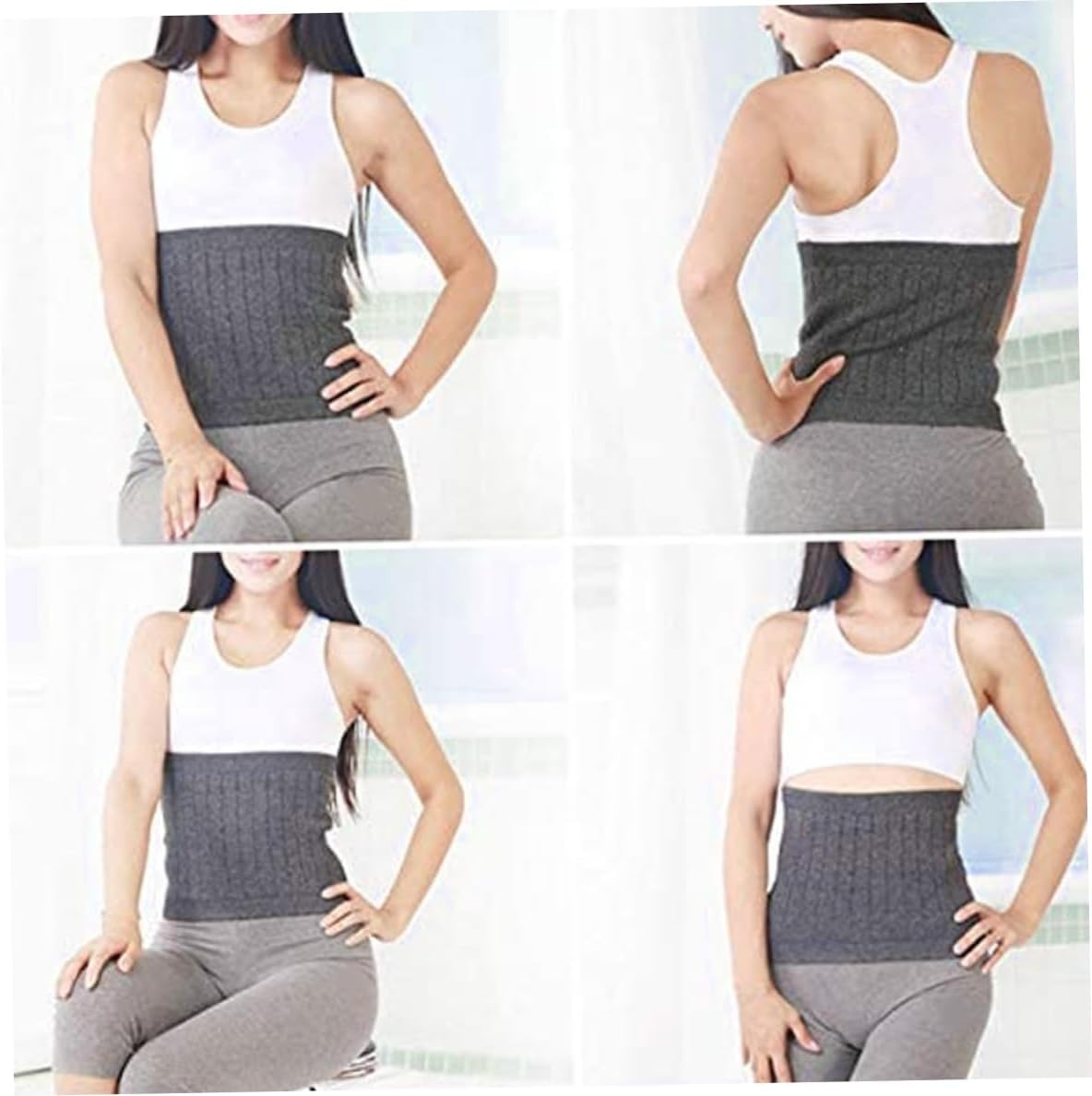 Back Warmer Cashmere Kidney Warmer Winter Elastic Abdominal Warmer Waist Support Belt for Men and Women Grey (M) Cashmere Kidney Warmer image number 1