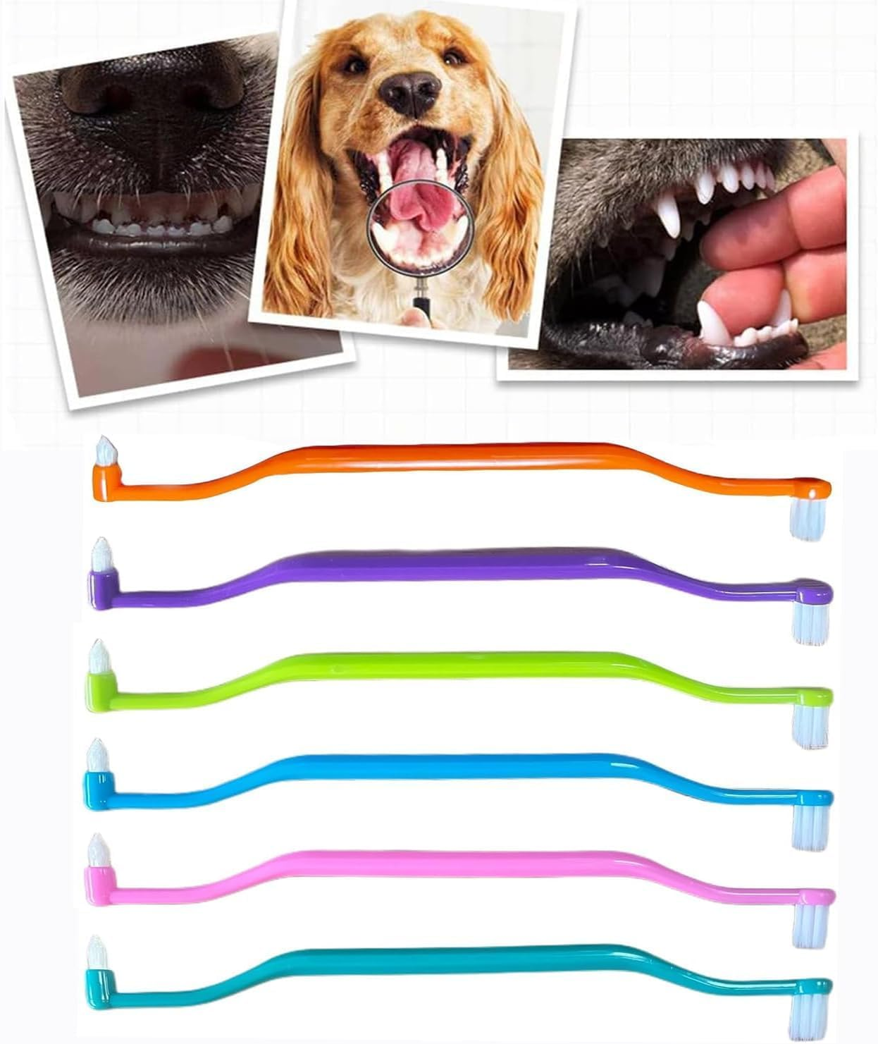 Double Headed Dog Cat Pet Toothbrush Long Handle Dog Tooth Brush, 6Pcs Dual Sided Cat Toothbrushs with Micro Brush Head,Double-Headed Toothbrush Long Handle Tooth Brush Soft Bristle Pet Tooth Brush image number 3
