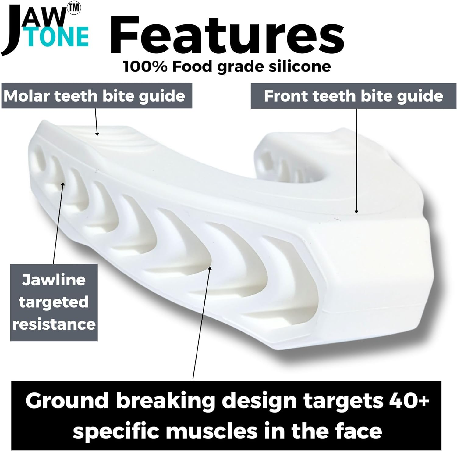 Jawtone&trade; Face and Jawline Exerciser for Men and Women. Jaw, Neck, CHIN, Cheeks Targeted to Slim, Tone, and Define a Sharper, Age-Defying Look ADVANCED LEVEL -60LBS Resistance