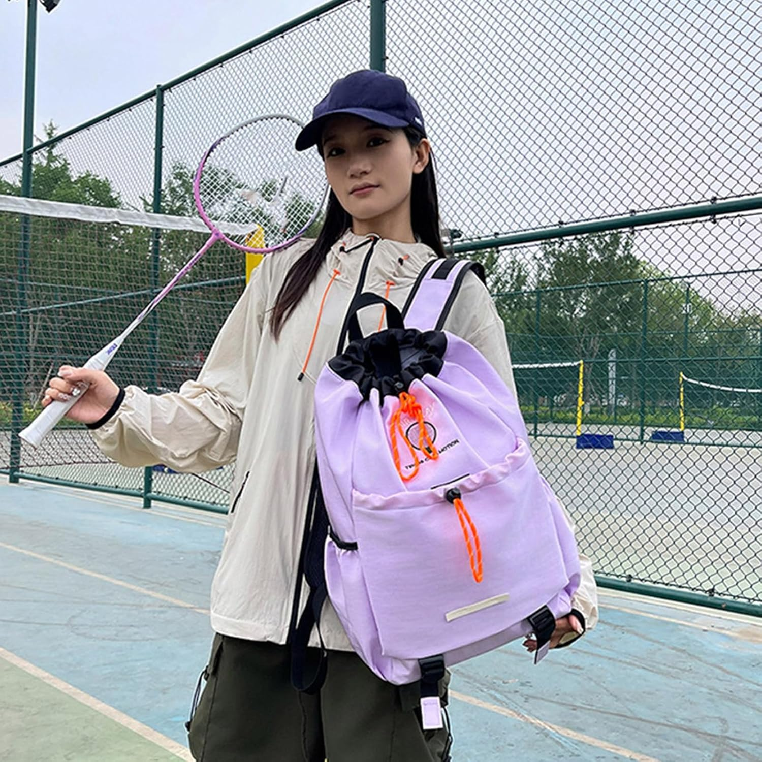 Drawstring Backpack with Yogas Mat Strap Swimming String Sackpack for Sport Gym Beach Travel Laptop Backpacks Tennis Bag Sports Gym Swim String Bag image number 5