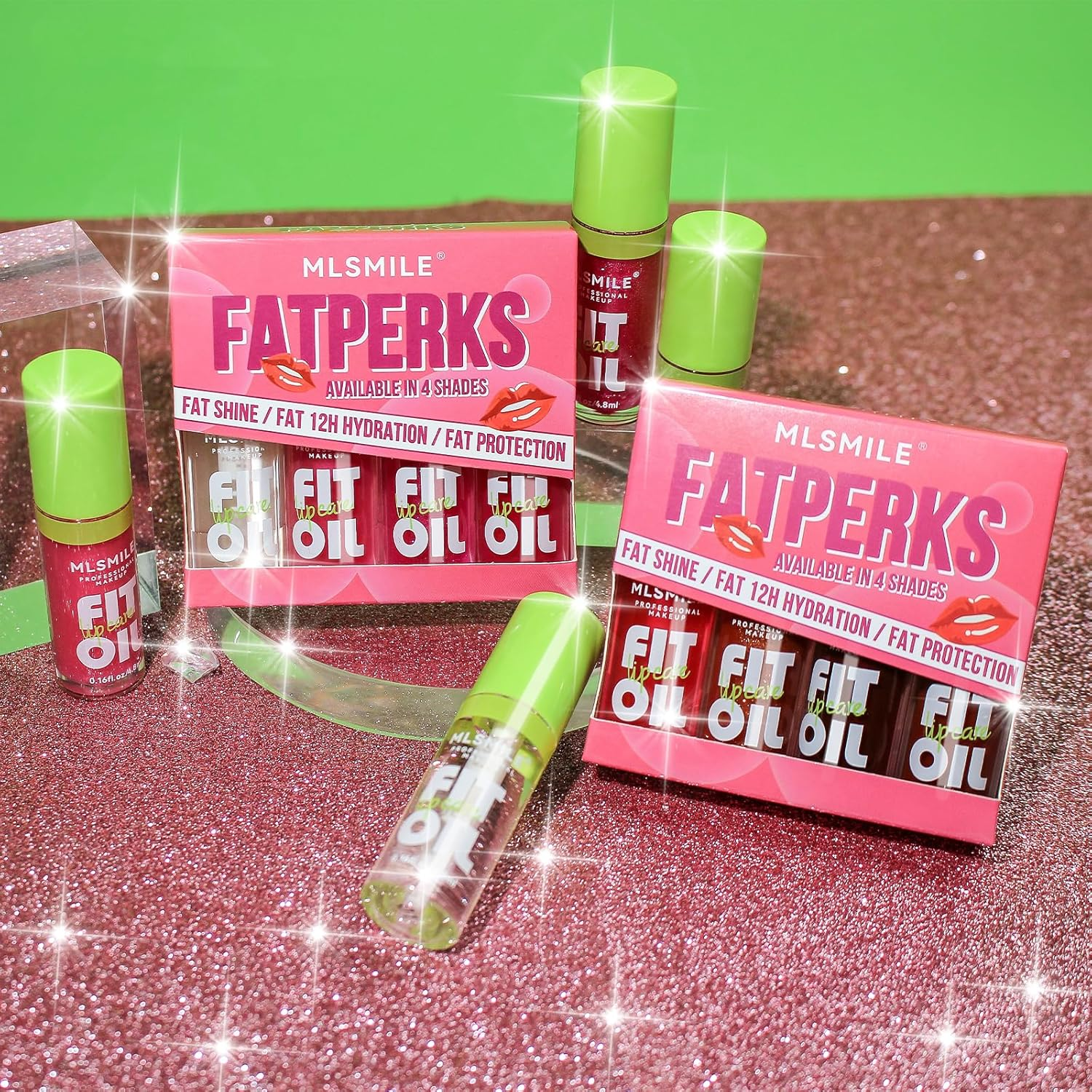 Volksrose 4Pcs Lip Gloss Oil Set, Hydrating Lip Glow Oil, Flavored Lip Gloss Packs, Fruit Lipgloss Tinted Lipoil Set for Women Girls Teens, Lip Balm for Dry Lips Nourishing, A - B image number 3