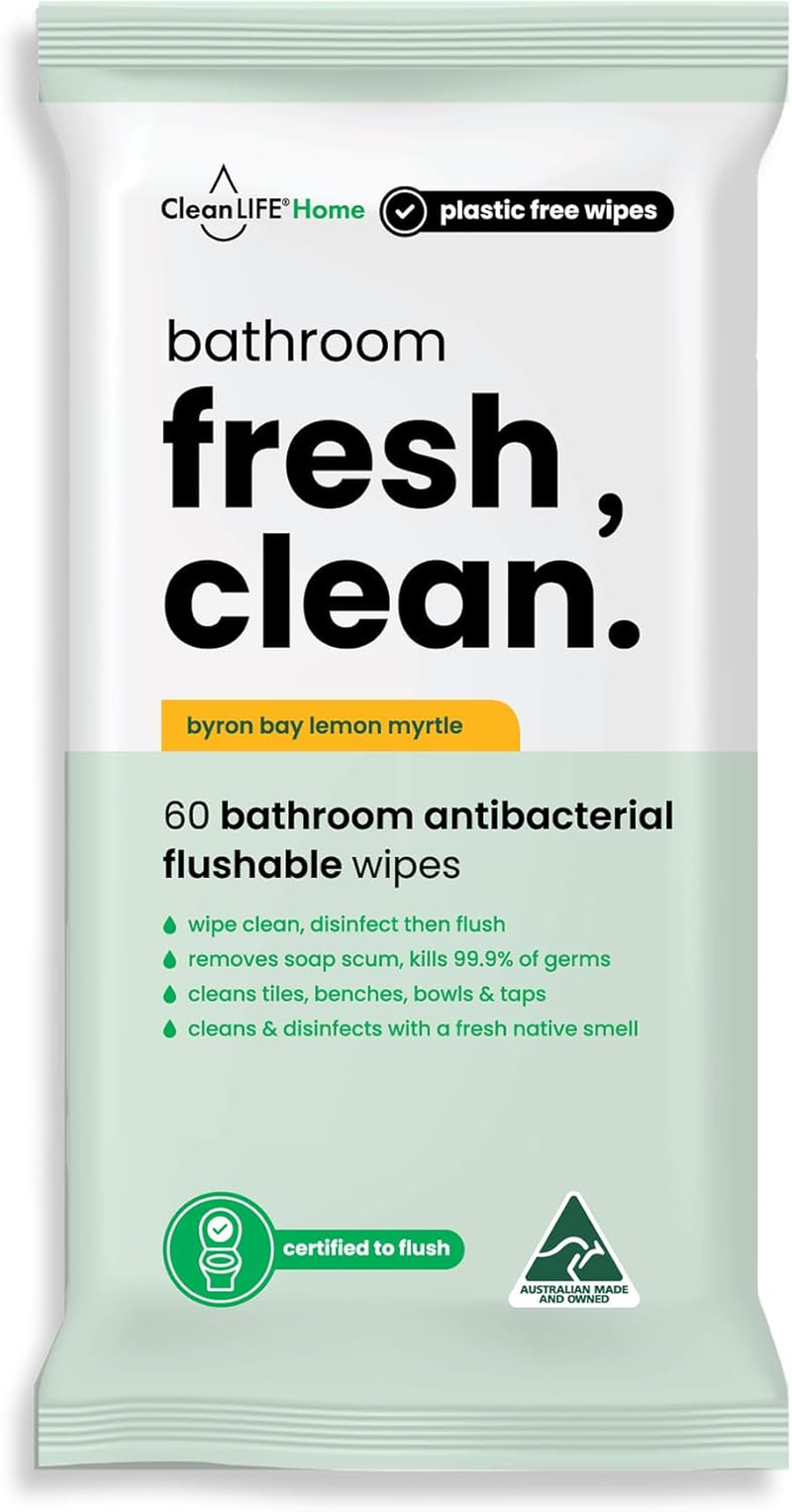 Cleanlife Flushable Bathroom Wipes &ndash; Biodegradable Chemical-Free Cleaning, Plant-Based, Natural Eucalyptus Scent, Septic Safe, Eco Friendly, 60 Wipes image number 3
