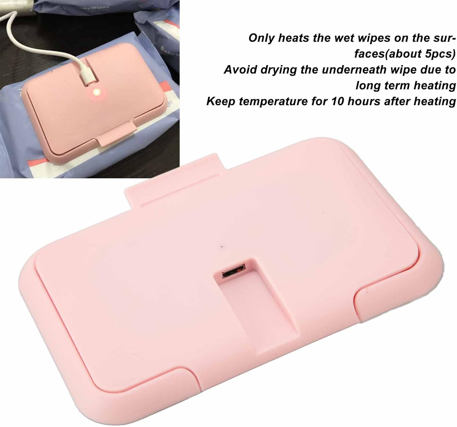 Baby Wipe Warmer, Portable USB Wet Wipes Heater Providing Constant Temperature for Travel and Car Journeys, Comforting Baby Skin
