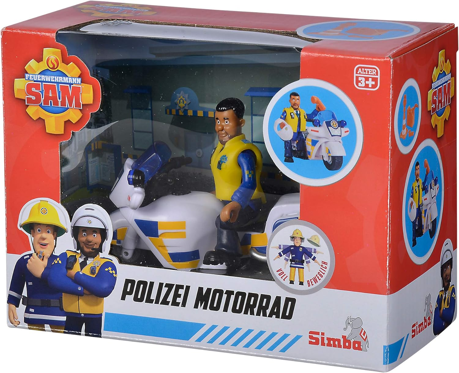 SIMBA.DICKIE.GROUP Fireman Sam Police Motorbike + 1 Figurine, Multicolored, 109251092002 image number 3
