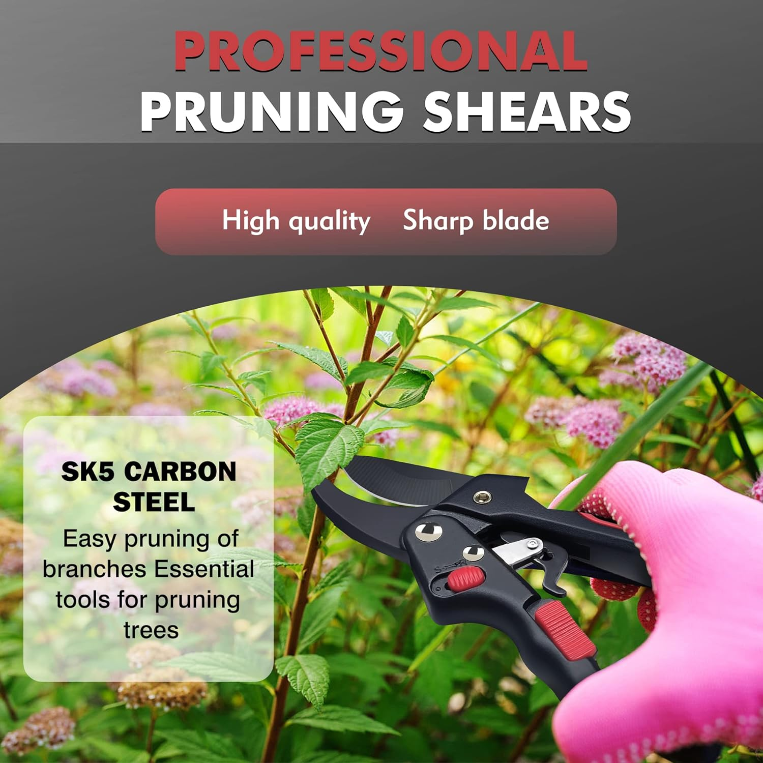 Milifox Ratchet Pruning Shears Secateurs for Gardening, Bypass Scissors with Sk-5 Steel, Professional Anvil Garden Tree Trimming, Cutting Rose Tree Plants image number 1