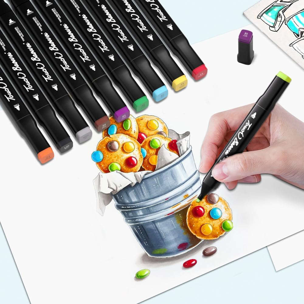 PFATURKHN 120 Color Marker Set with Pen Base, Alcohol Marker, Double Head Art Marker, Waterproof Ink Color Marker, Painting Color Marker for Drawing, Notes, Marking, Children'S Gift image number 2