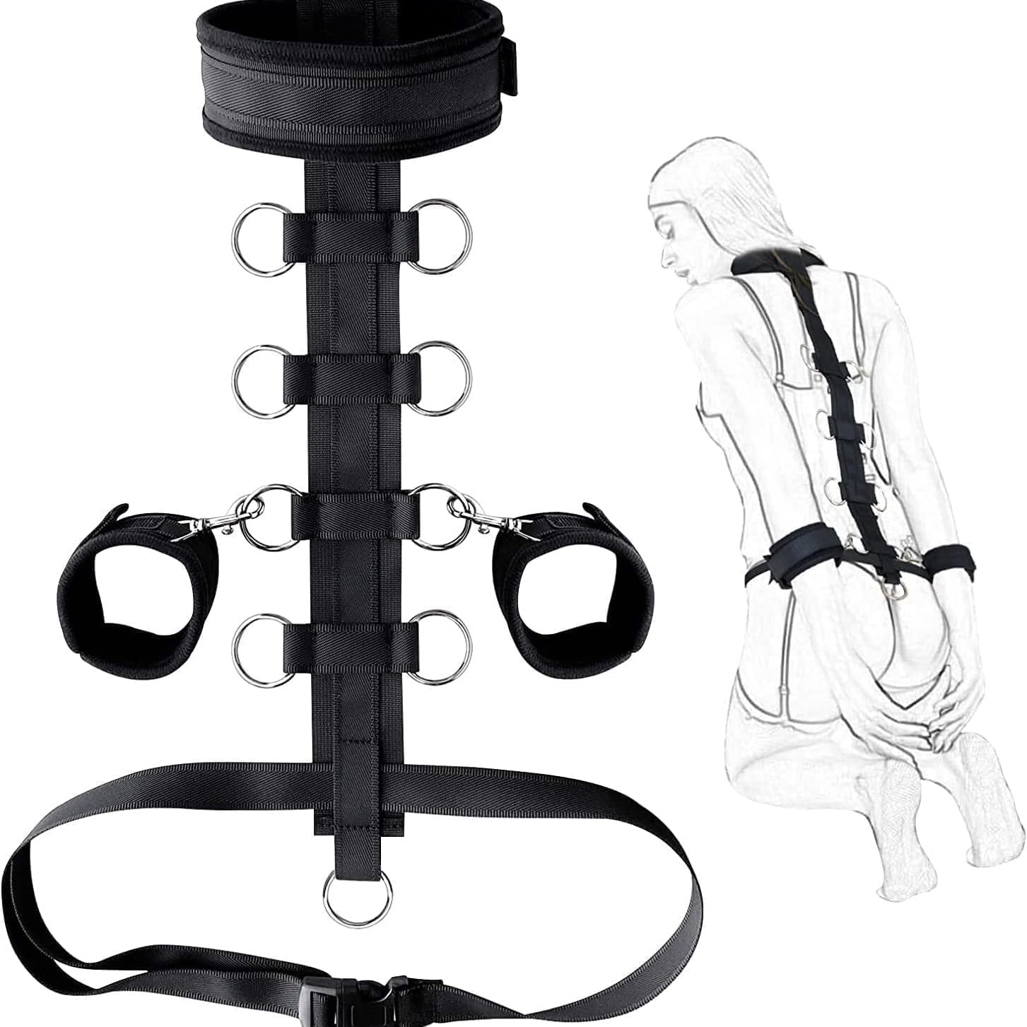 Bed Bondage Restraints Sex Adult,Bdsm Sex Handcuffs Bed Restraint Straps for Couples, Bed Sex Bondage Romance Straps for Couple,Sexy Toys Set with Adjustable Wrists Ankle Cuffs Sweater R7 image number 6